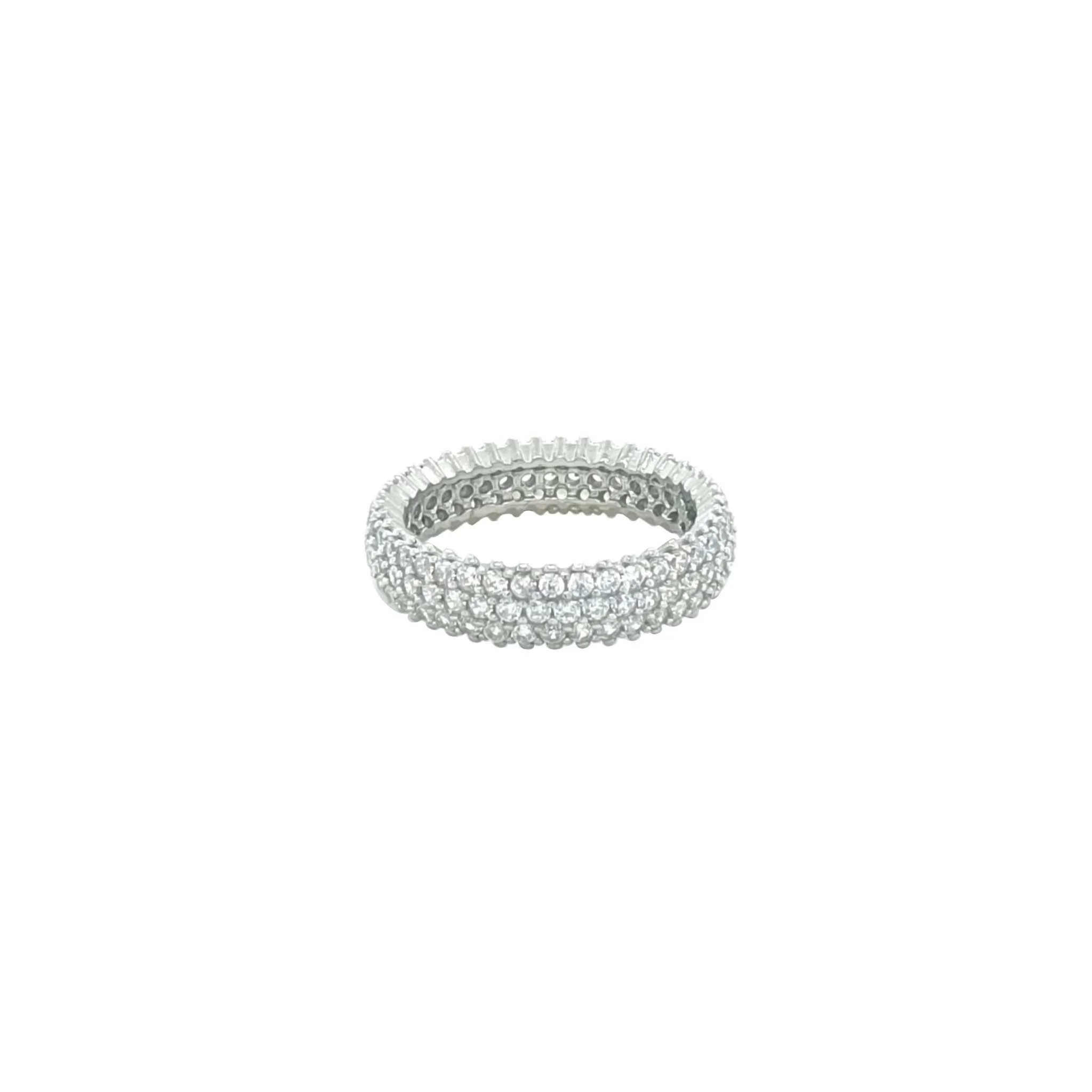 Asfour Crystal Band Ring With 3 Line Zircon Stone In 925 Sterling Silver-RD0189-8 - Image 2