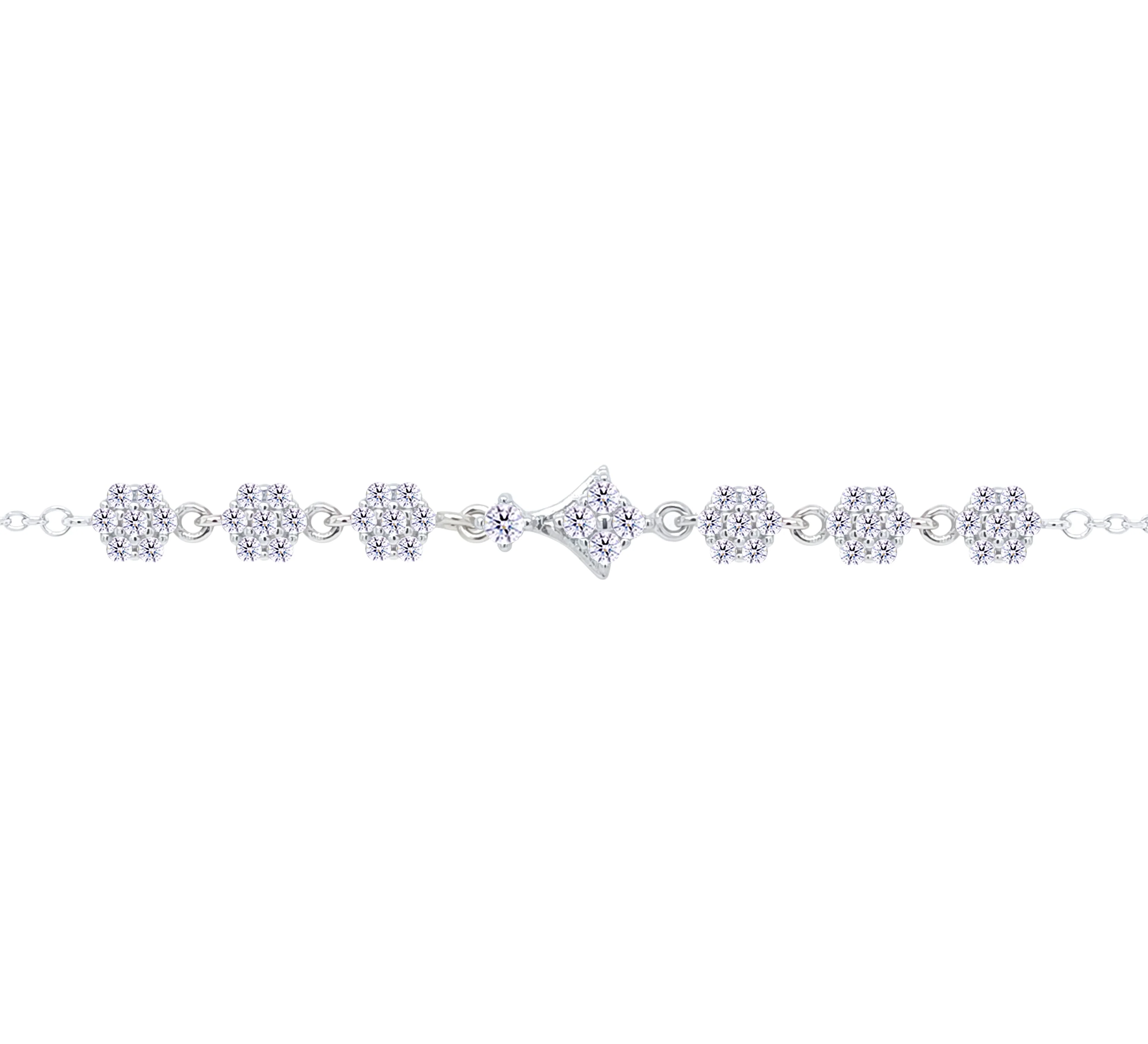 Asfour Crystal Chain Bracelet With Art Deco Design In 925 Sterling Silver-BD0294