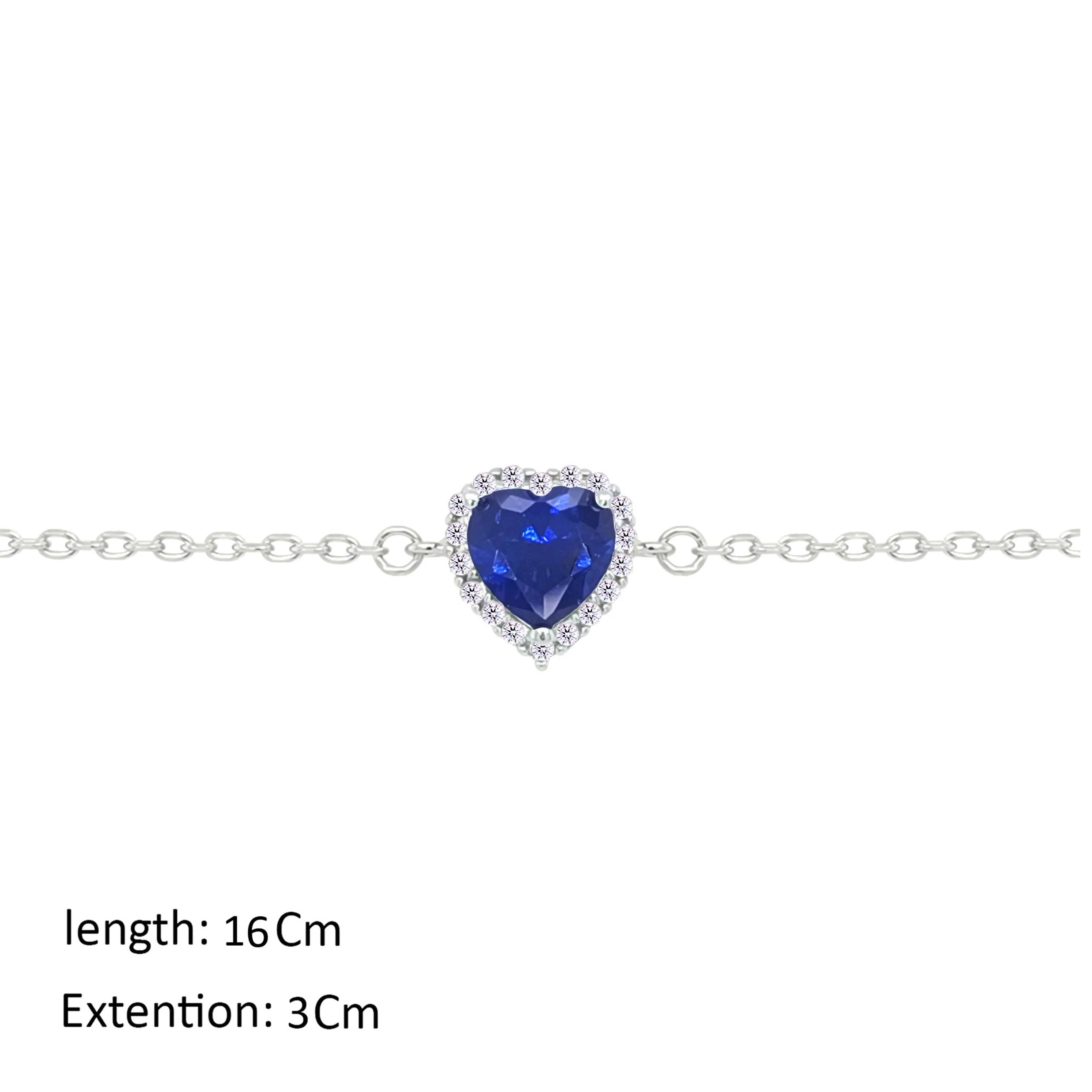 Asfour Crystal Chain Bracelet With Blue Heart Design In 925 Sterling Silver-BM0147-B - Image 2