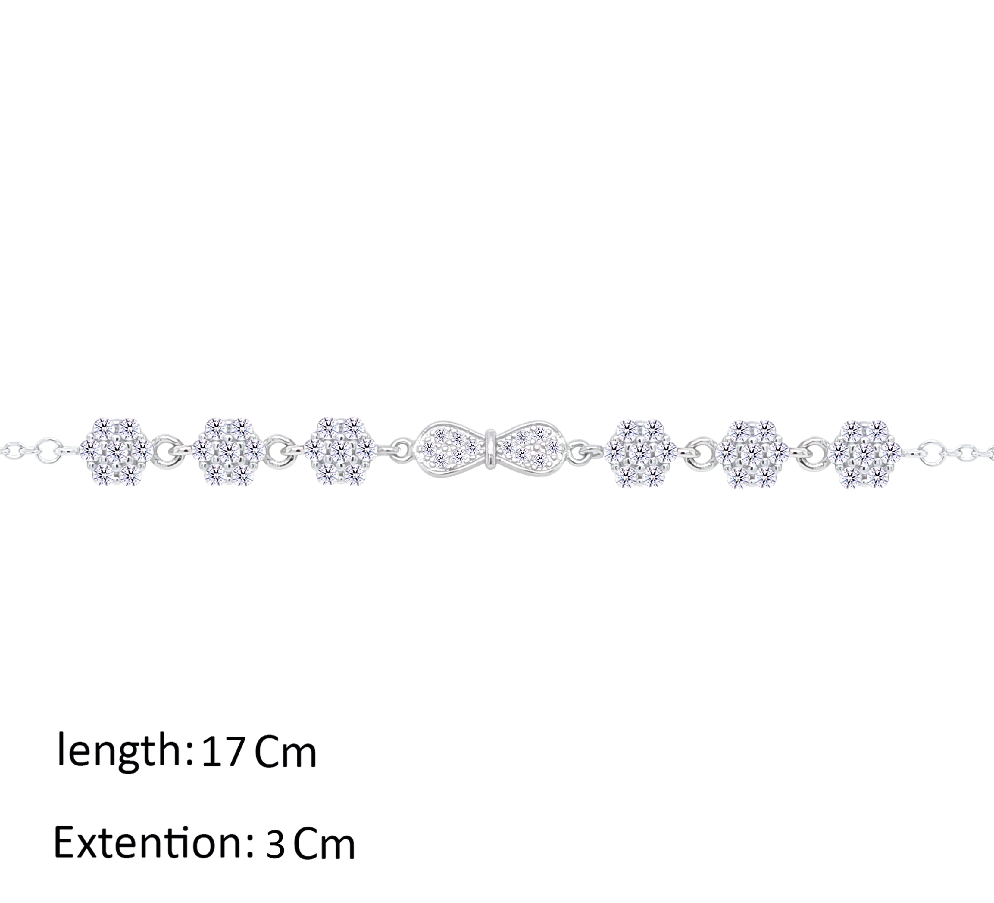 Asfour Crystal Chain Bracelet With Bow Design In 925 Sterling Silver-BD0297 - Image 2