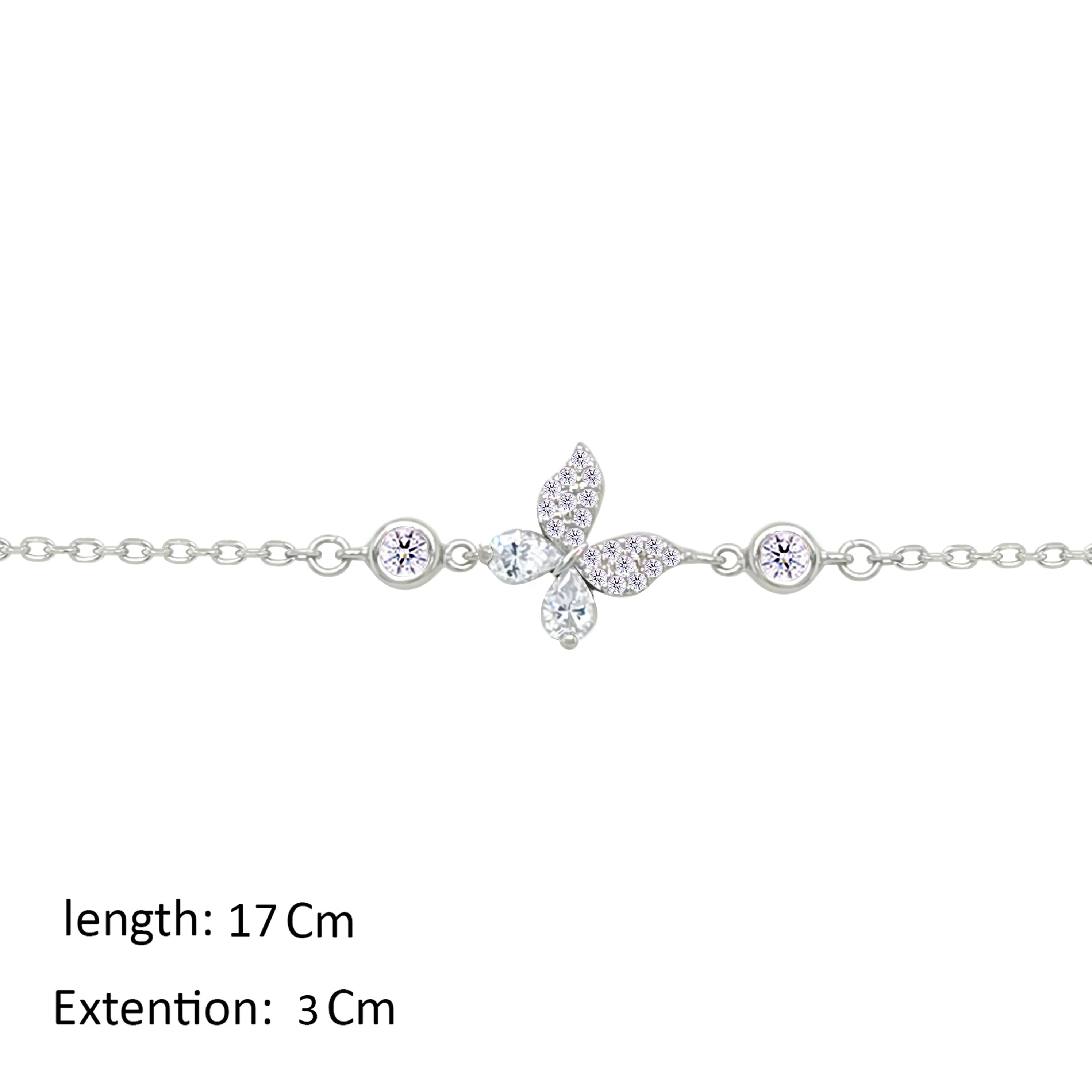 Asfour Crystal Chain Bracelet With Butterfly Design In 925 Sterling Silver-BM0161 - Image 2