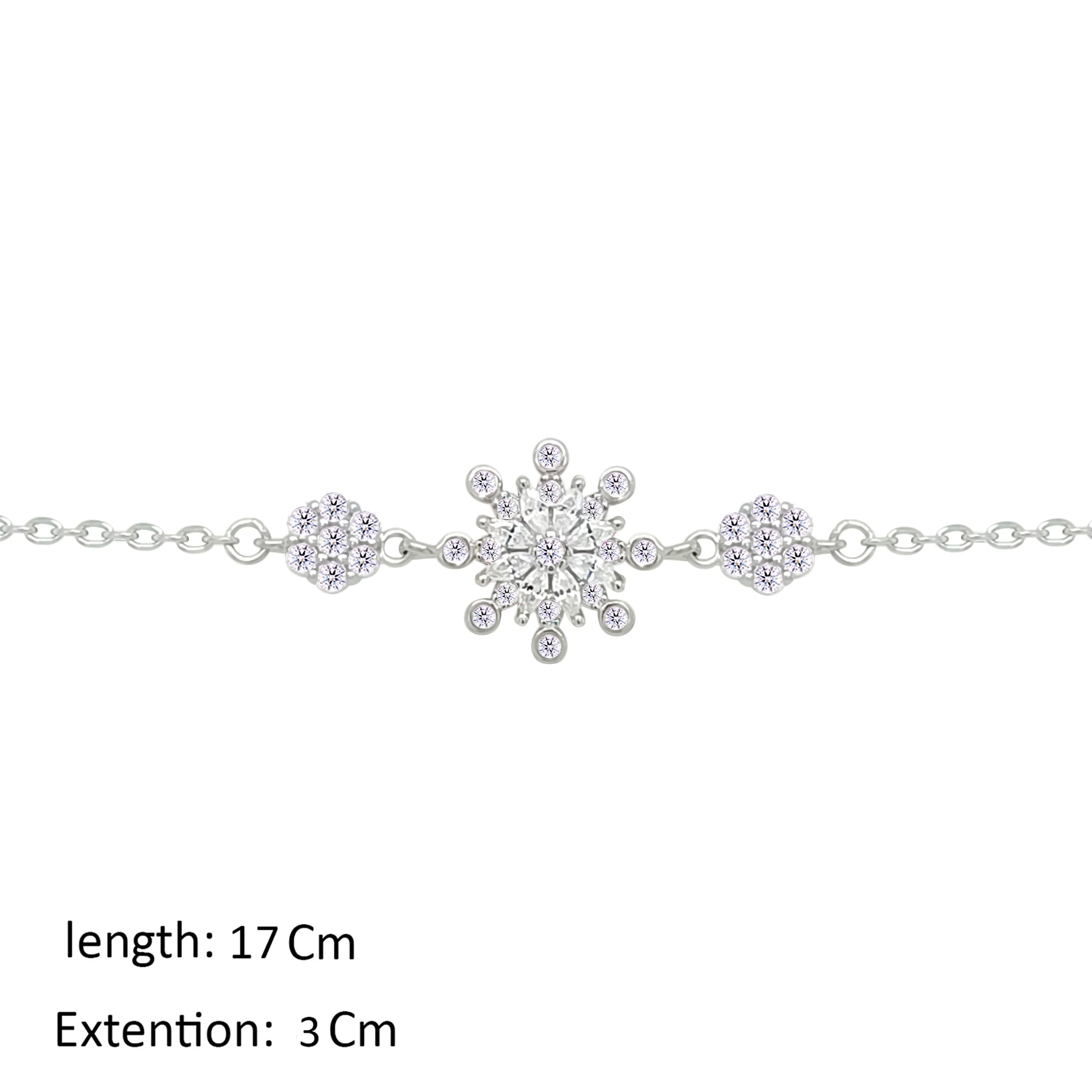 Asfour Crystal Chain Bracelet With Flower Design In 925 Sterling Silver-BM0157 - Image 2