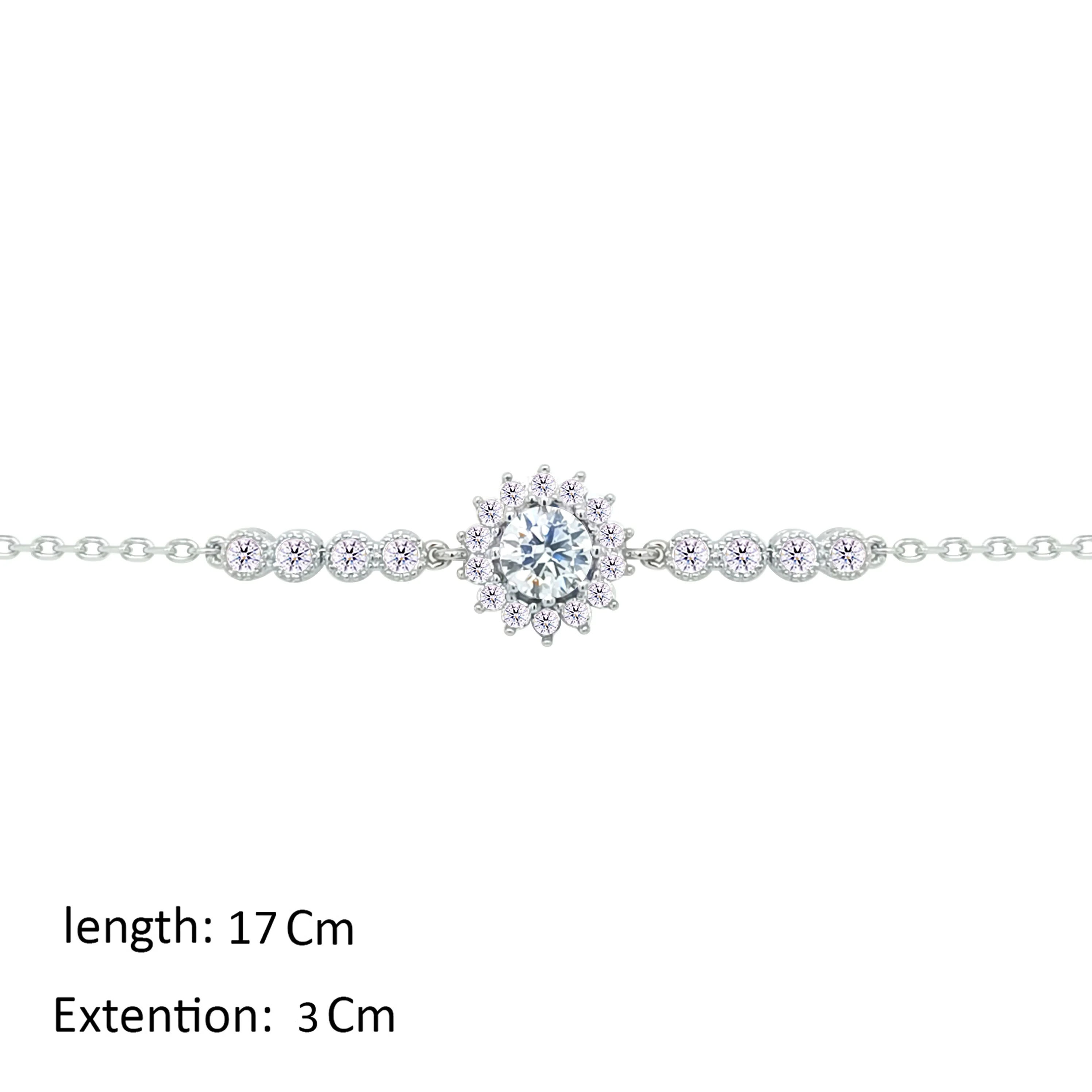 Asfour Crystal Chain Bracelet With Flower Design In 925 Sterling Silver-BM0158 - Image 2