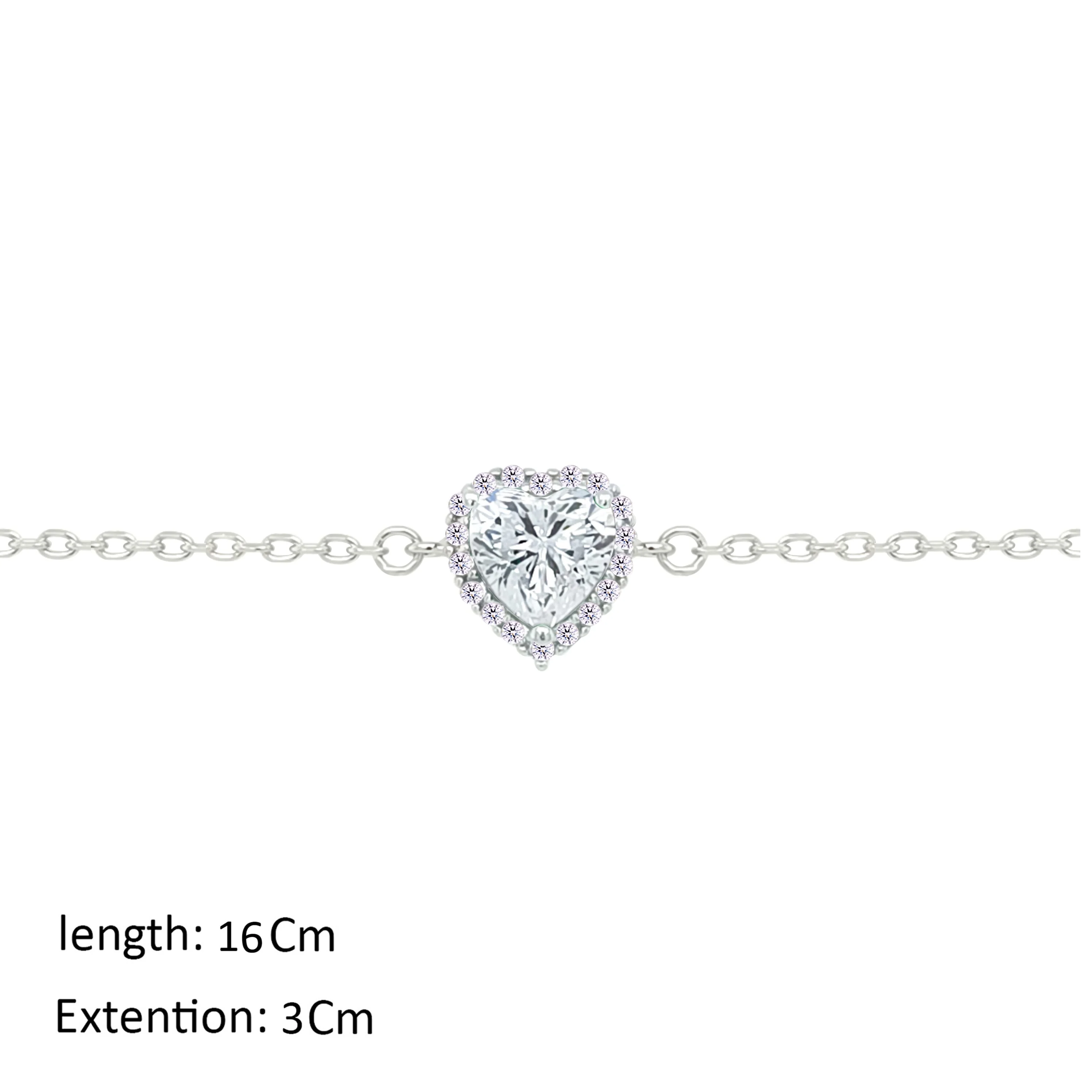 Asfour Crystal Chain Bracelet With Heart Design In 925 Sterling Silver-BM0147 - Image 2