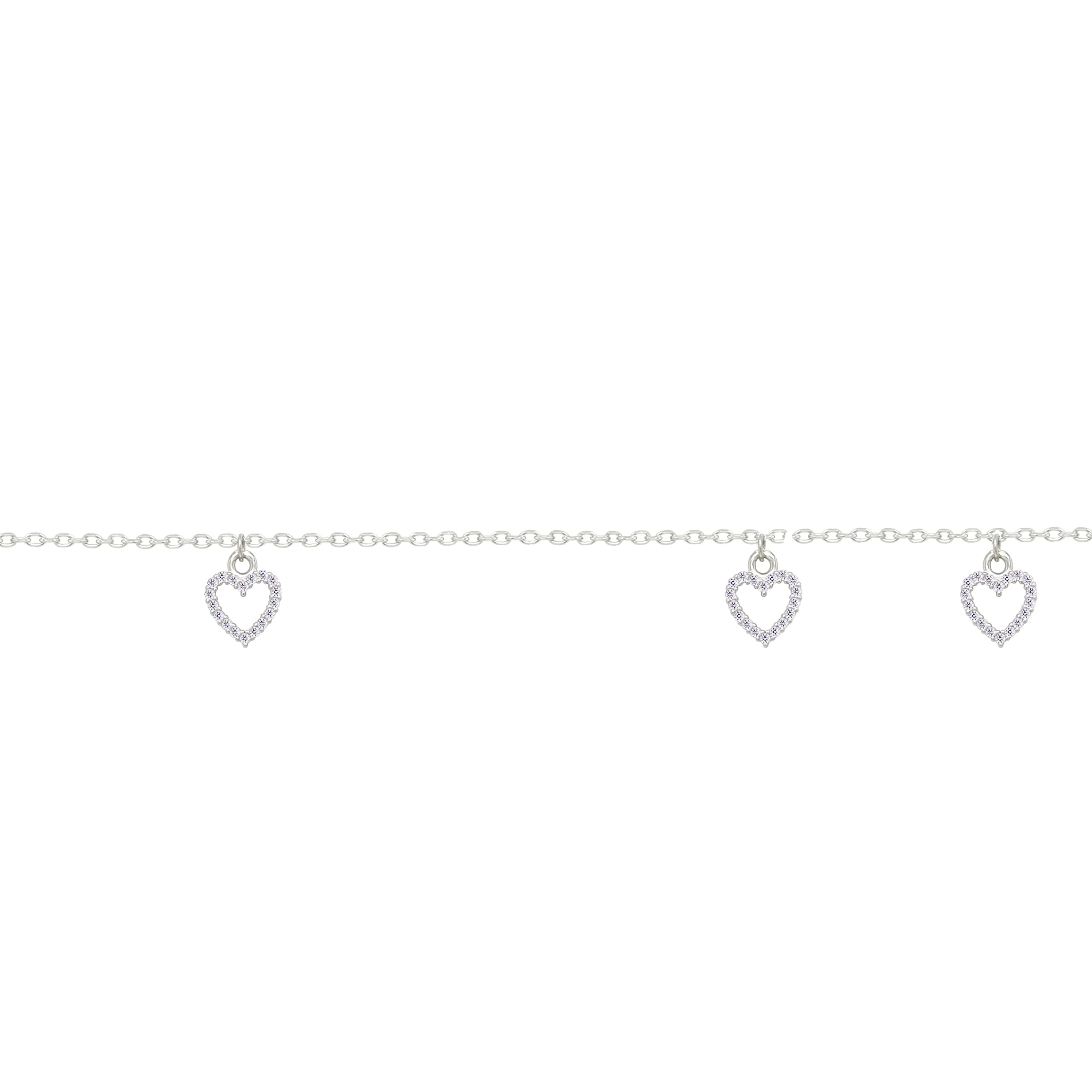 Asfour Crystal Chain Bracelet With Hearts Design In 925 Sterling Silver-BM0150