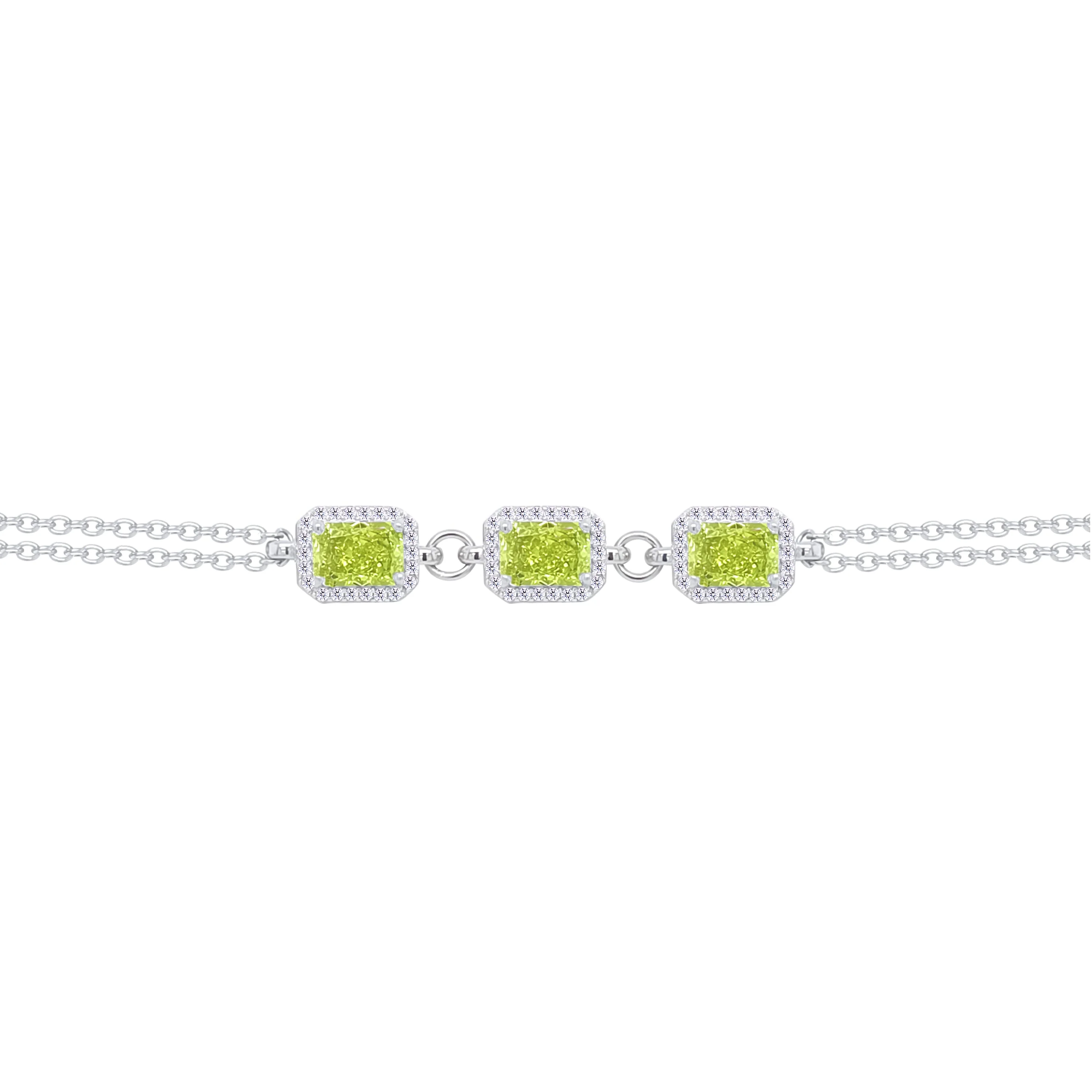 Asfour Crystal Chain Bracelet With Lemon Emerald Design In 925 Sterling Silver-BD0301-L - Image 2