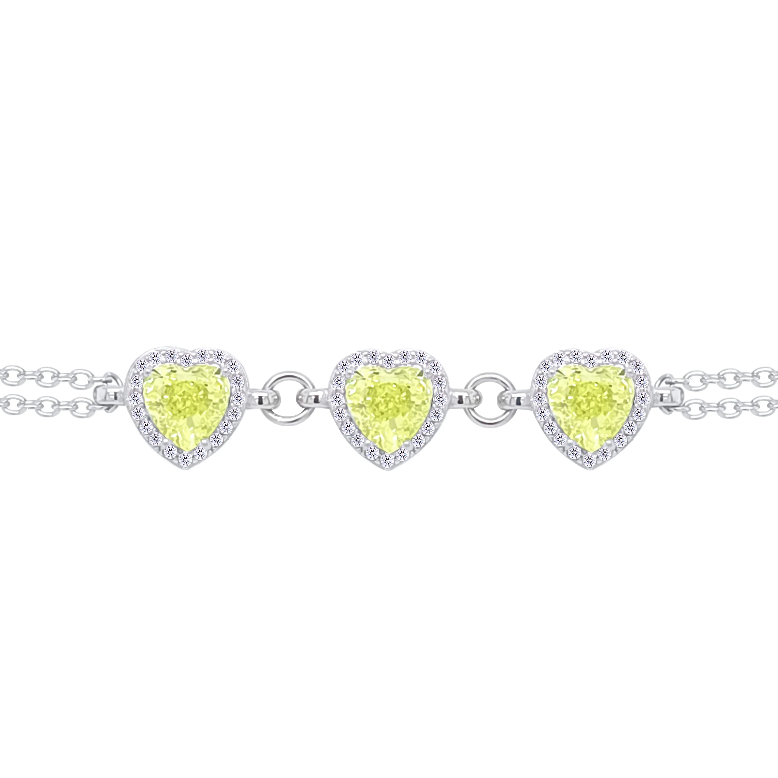 Asfour Crystal Chain Bracelet With Lemon Hearts Design In 925 Sterling Silver-BD0300-L