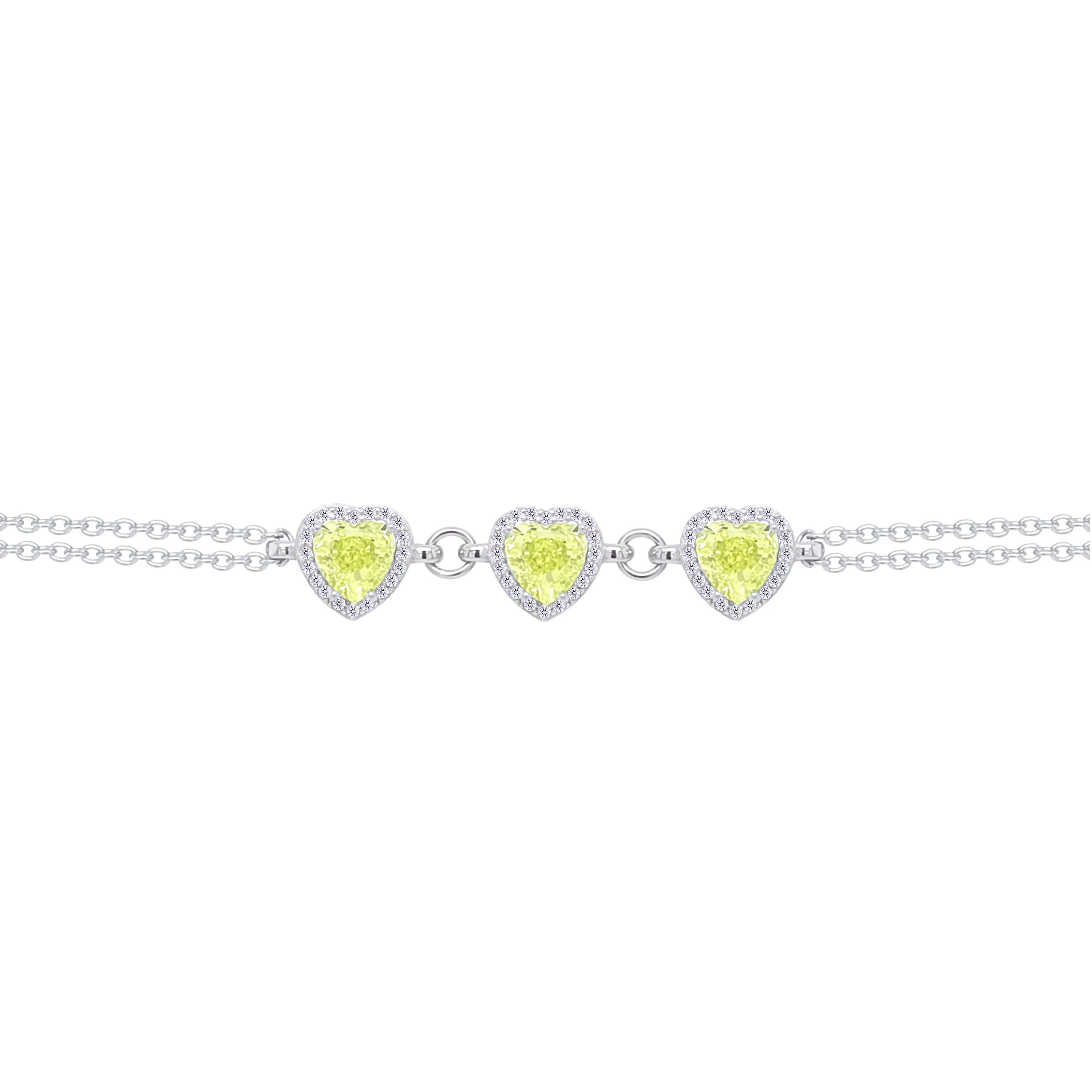 Asfour Crystal Chain Bracelet With Lemon Hearts Design In 925 Sterling Silver-BD0300-L - Image 2