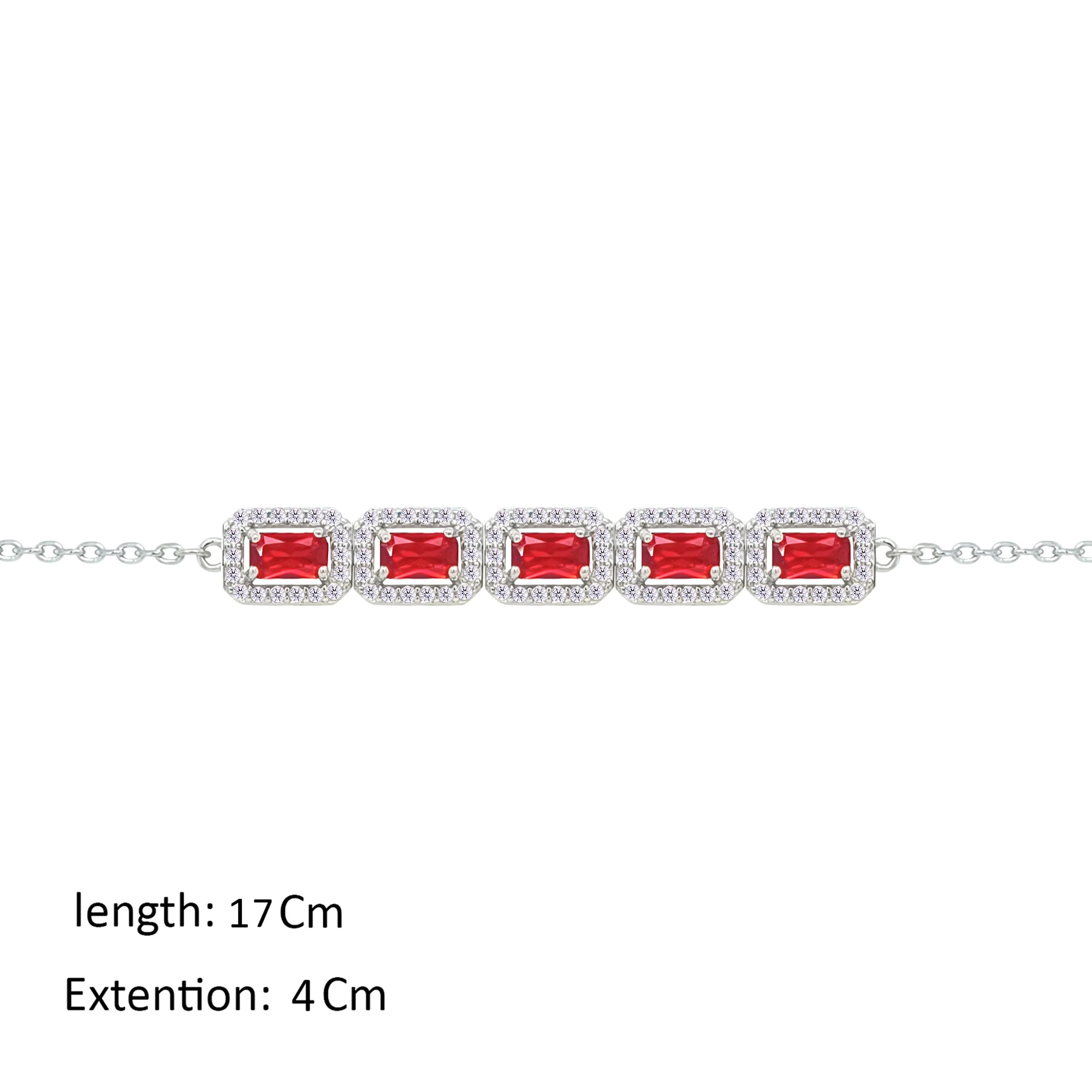 Asfour Crystal Chain Bracelet With Ruby Emerald Design In 925 Sterling Silver-BM0146-WR - Image 2