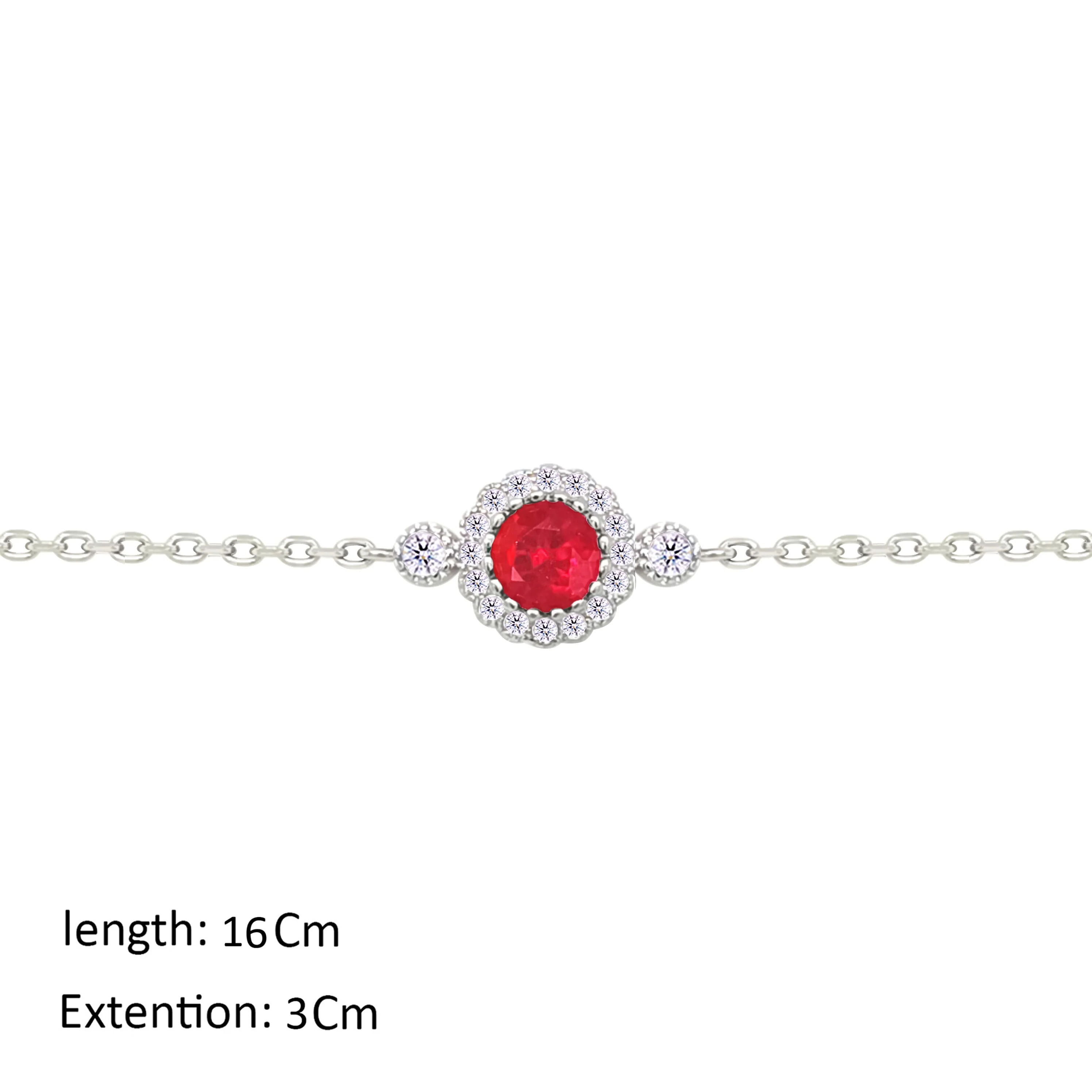 Asfour Crystal Chain Bracelet With Ruby Round Design In 925 Sterling Silver-BM0153-WR - Image 2