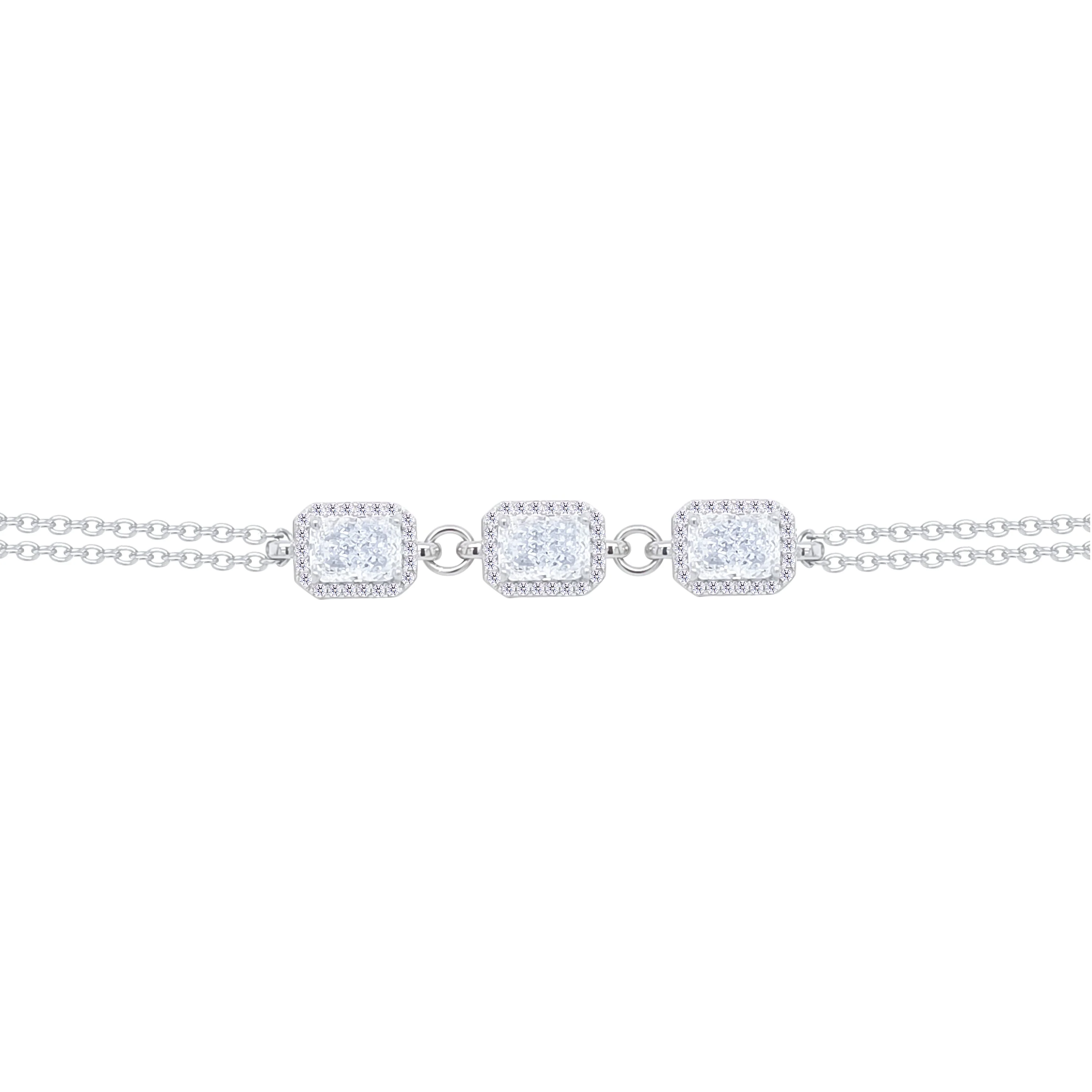 Asfour Crystal Chain Bracelet With Zircon Emerald Design In 925 Sterling Silver-BD0301 - Image 2