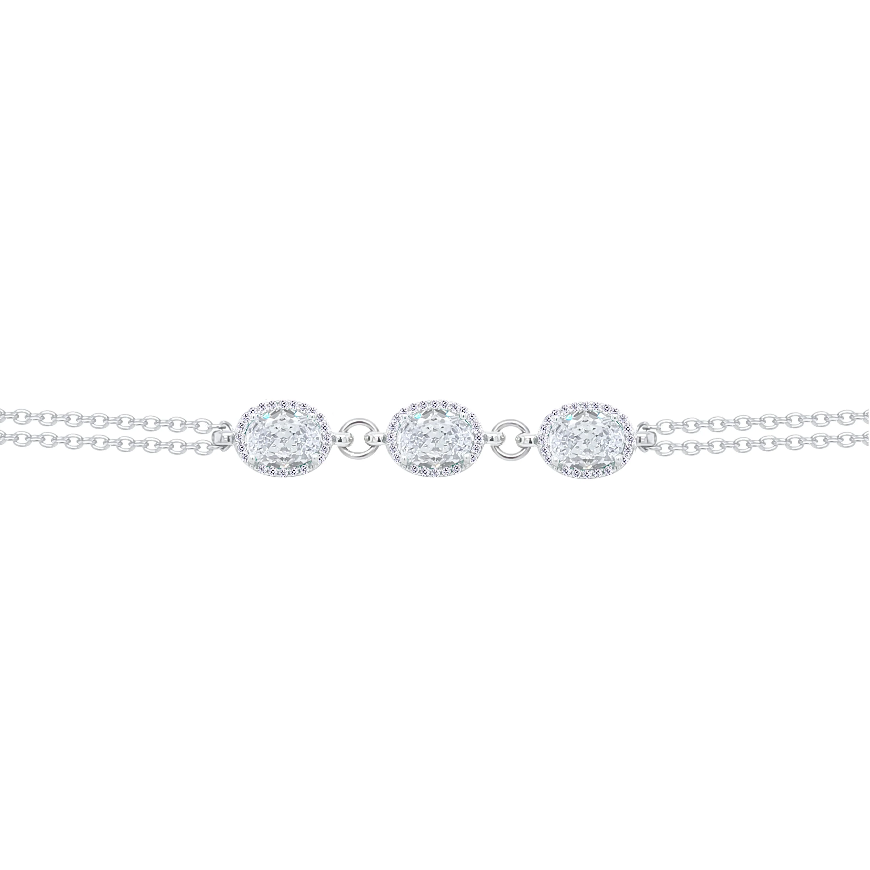 Asfour Crystal Chain Bracelet With Zircon Oval Design In 925 Sterling Silver-BD0302 - Image 2