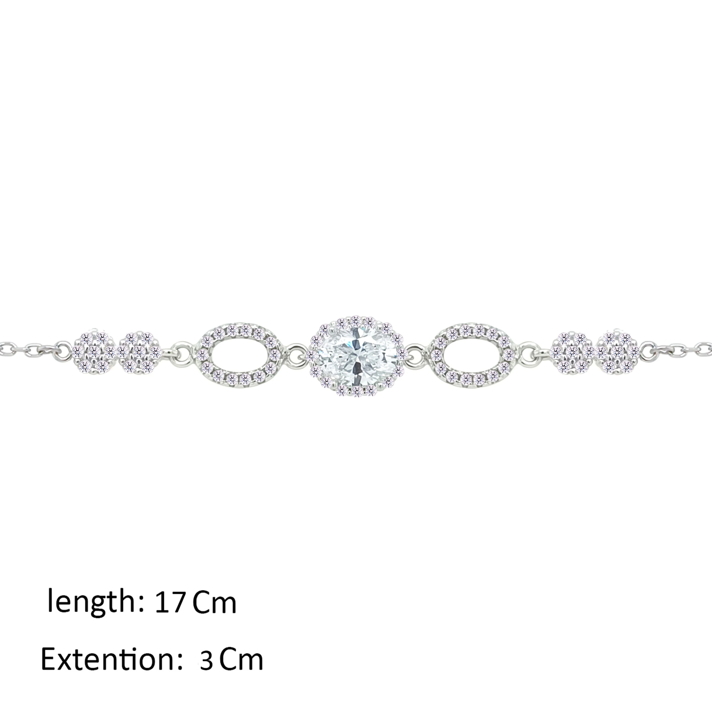 Asfour Crystal Chain Bracelet With Zircon Oval Design In 925 Sterling Silver-BM0156 - Image 2