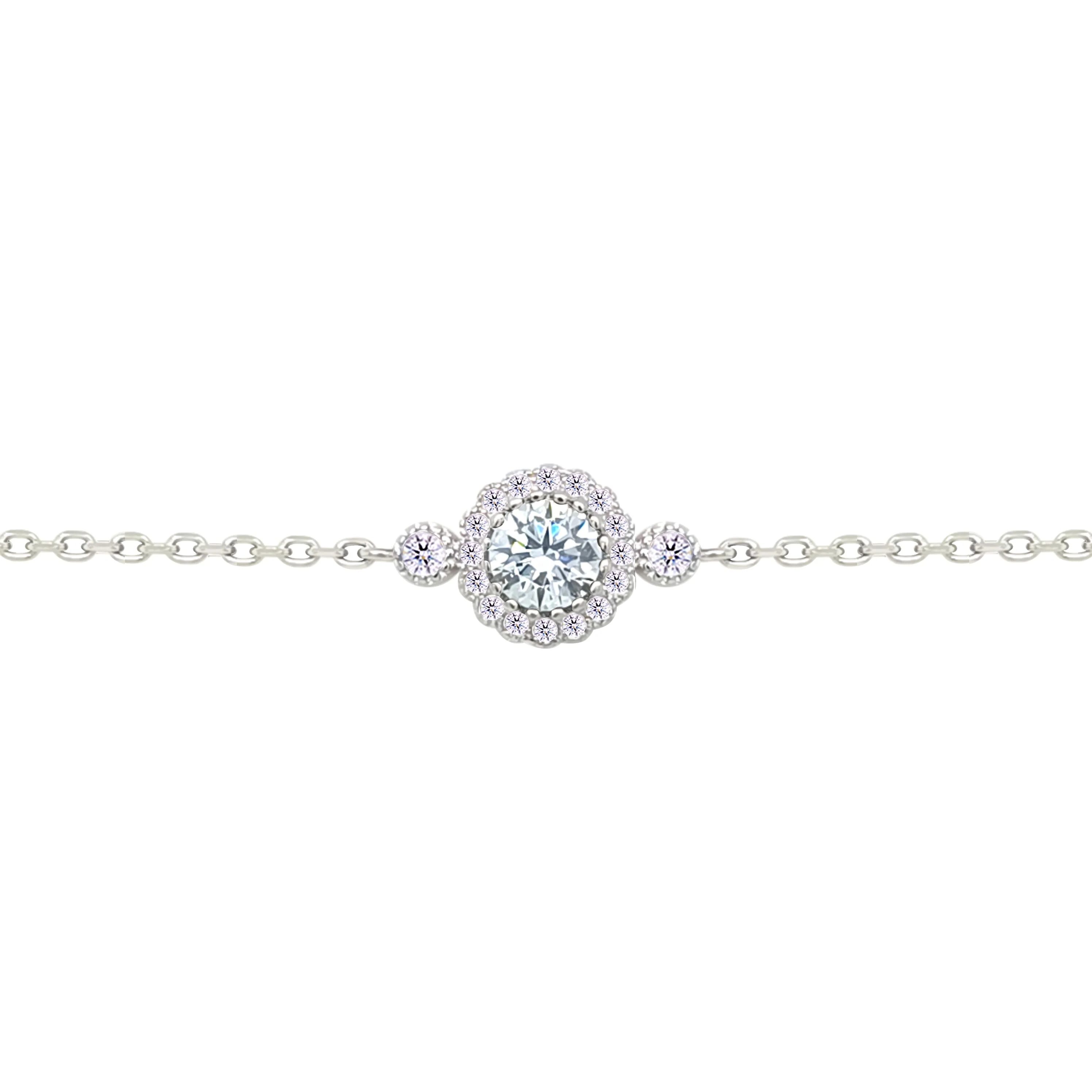 Asfour Crystal Chain Bracelet With Zircon Round Design In 925 Sterling Silver-BM0153