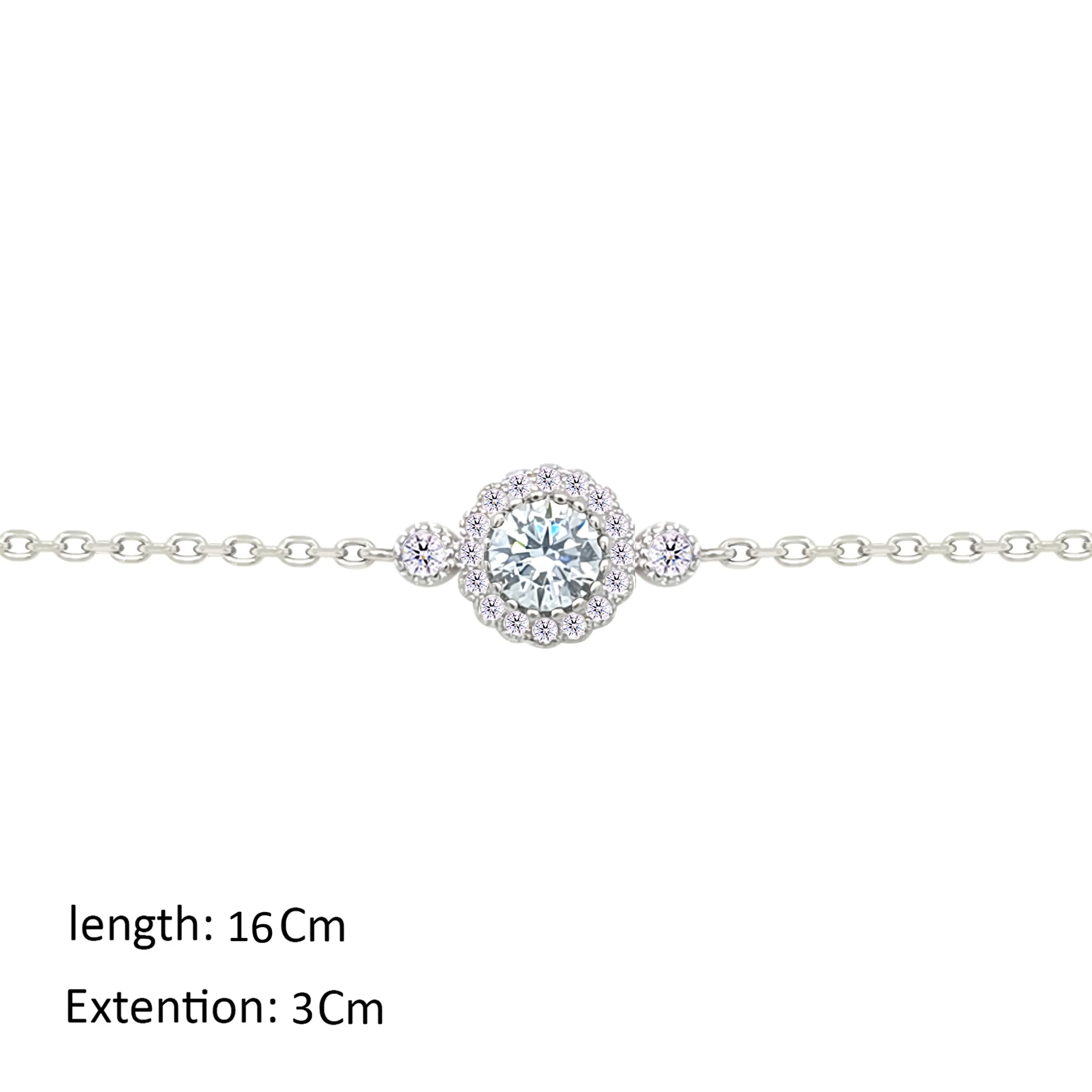 Asfour Crystal Chain Bracelet With Zircon Round Design In 925 Sterling Silver-BM0153 - Image 2