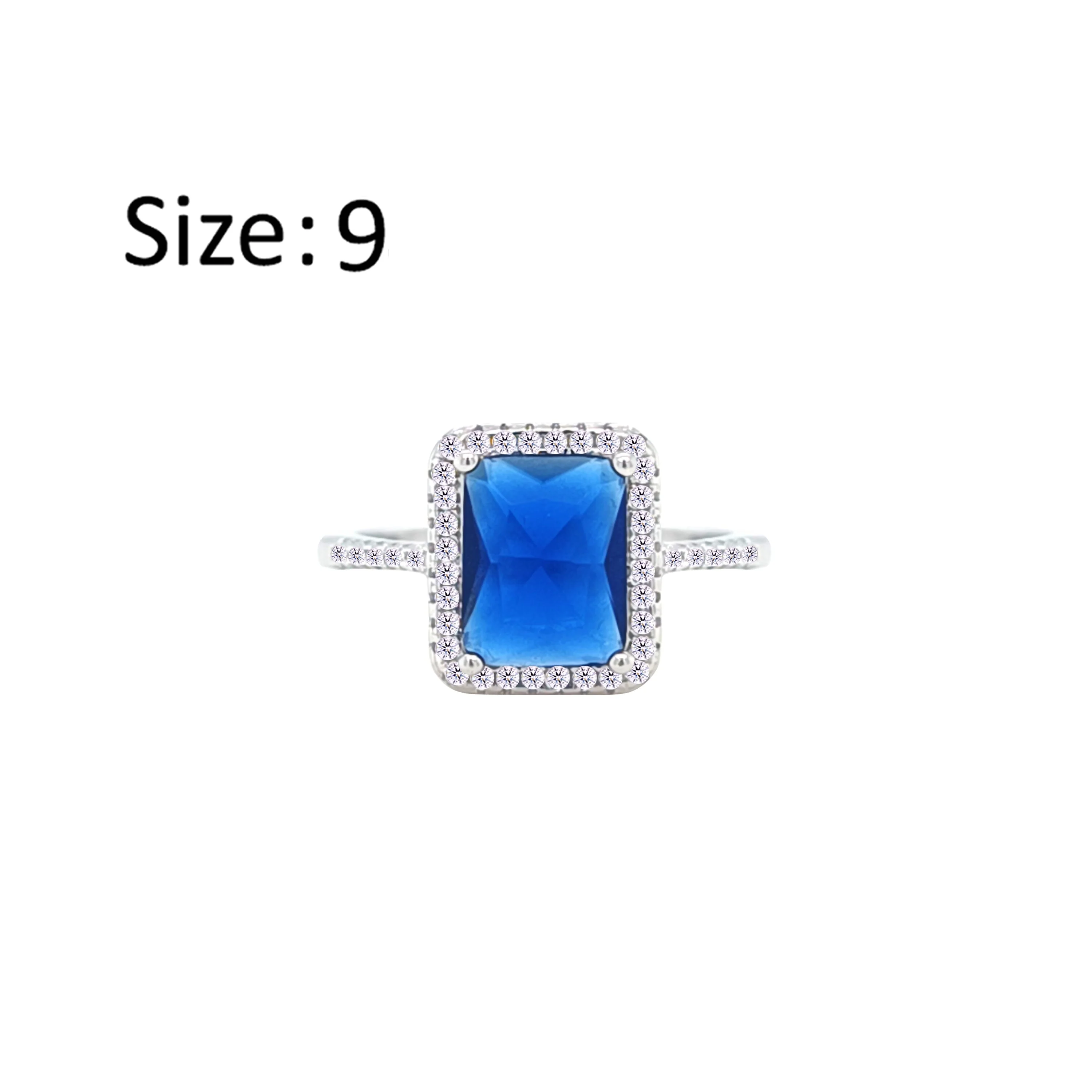 Asfour Crystal Drew Ring Inlaid With Blue Stones In 925 Sterling Silver-RM0107-B-9