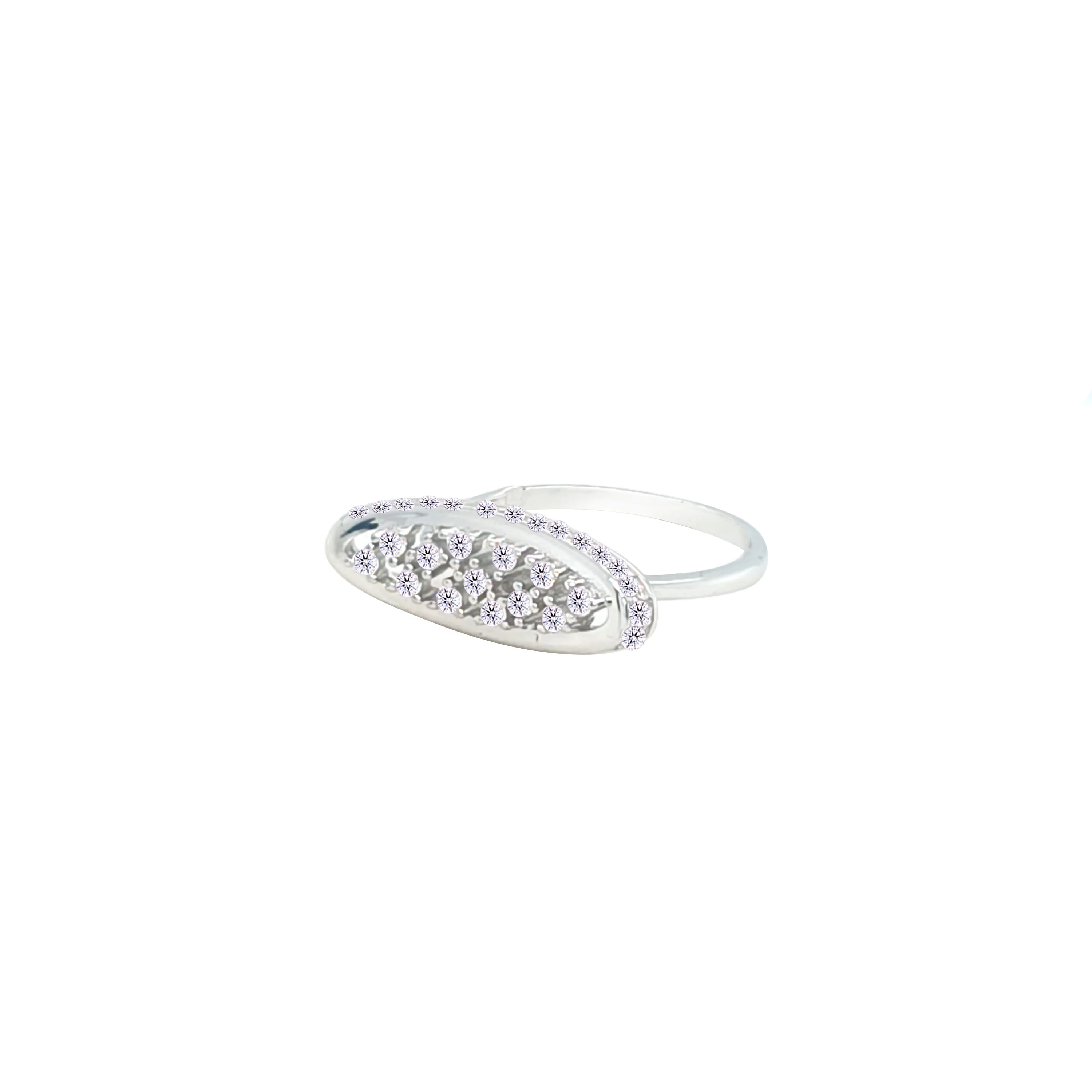 Asfour Crystal Drew Ring With Art Deco Design Inlaid With Zircon In 925 Sterling Silver-RM0125-7 - Image 3