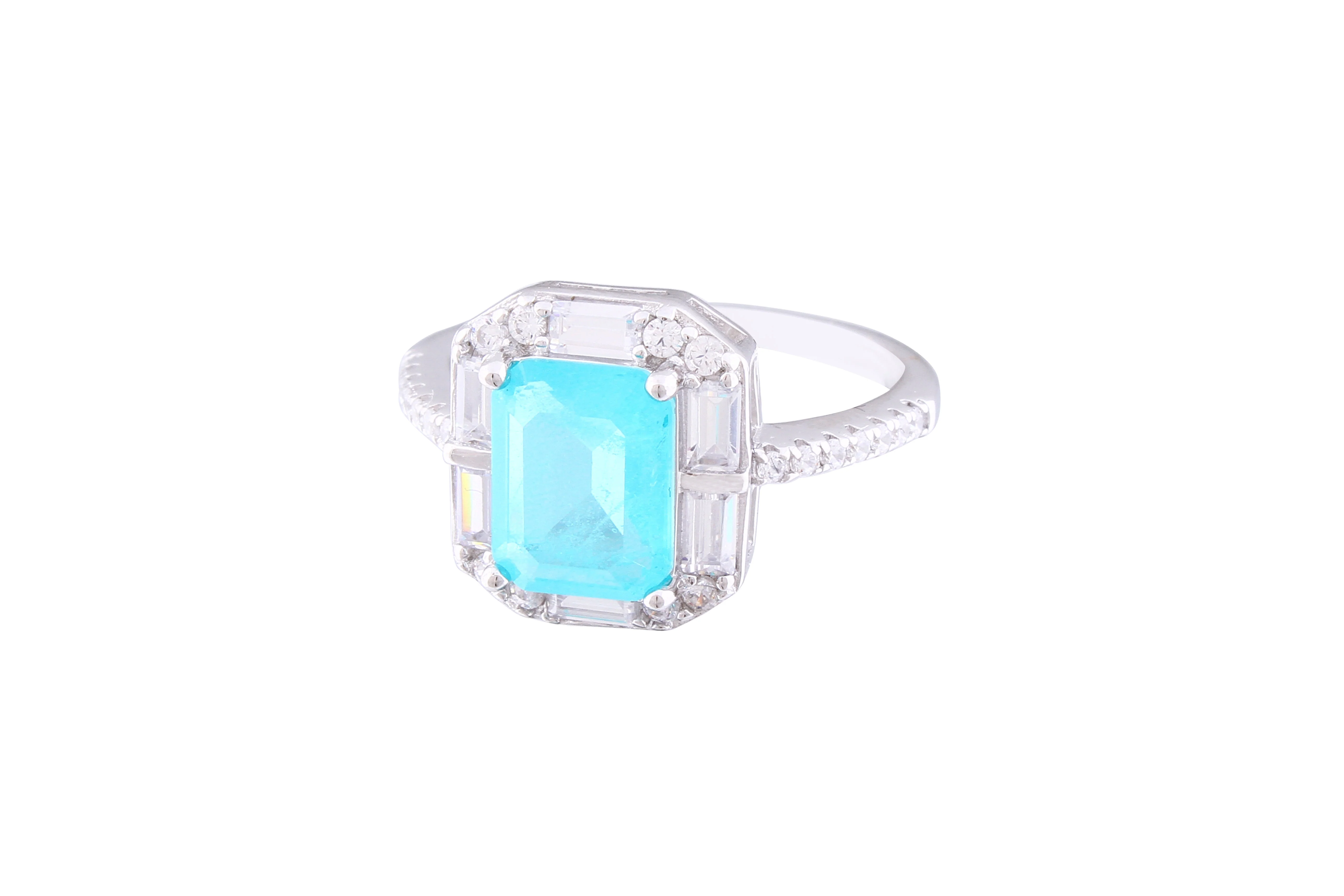 Asfour Crystal Drew Ring With Emerald Zircon Stone In 925 Sterling Silver RM0005-GC-8 - Image 2