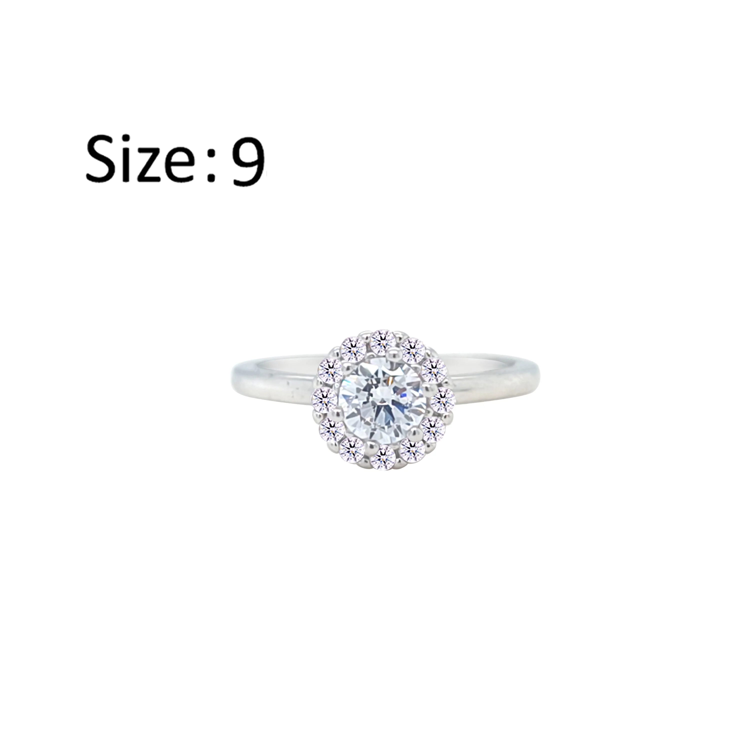 Asfour Crystal Drew Ring With Floral Round Design In 925 Sterling Silver-RM0128-9