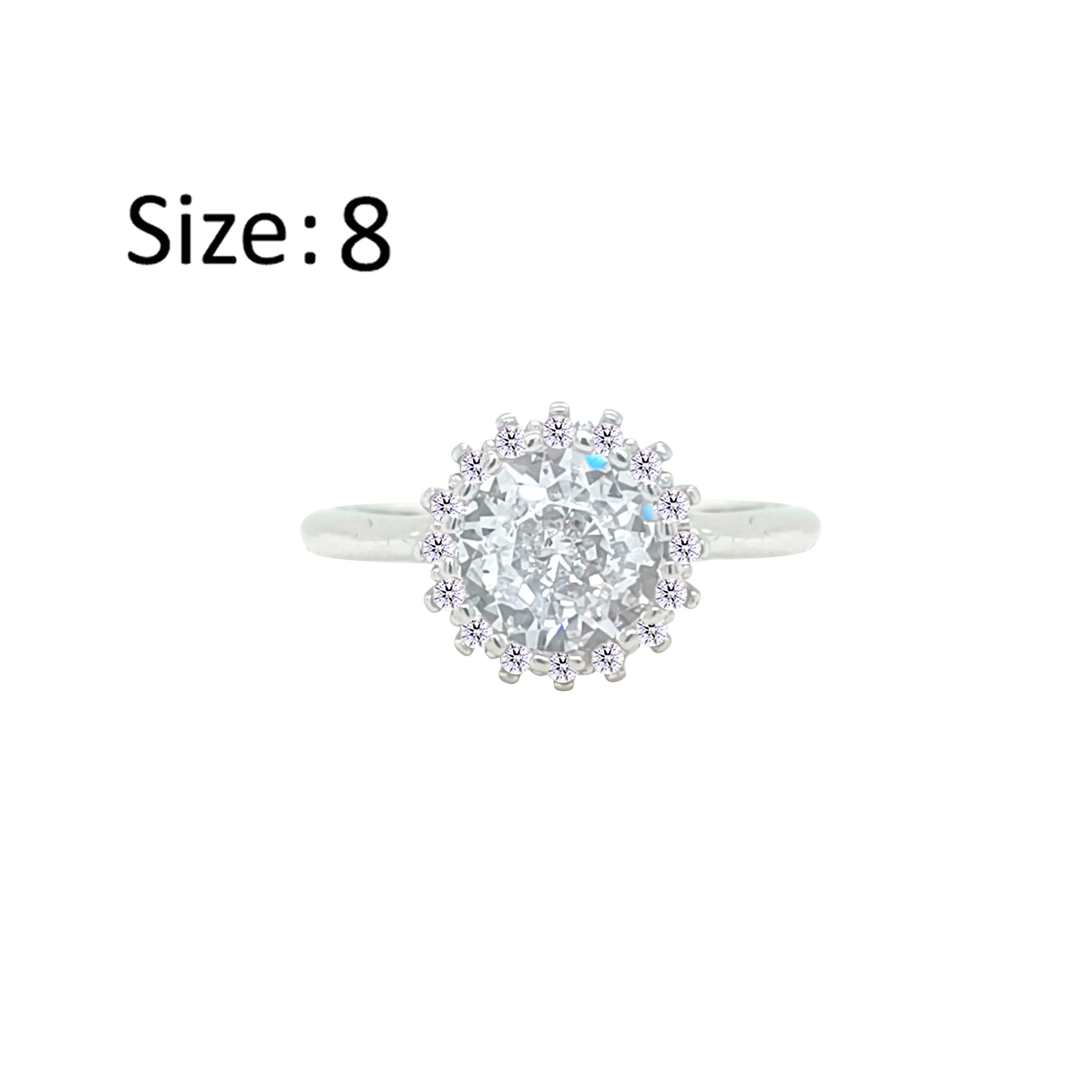 Asfour Crystal Drew ring With Halo Round Zircon Stone In 925 Sterling Silver-RM0116-8