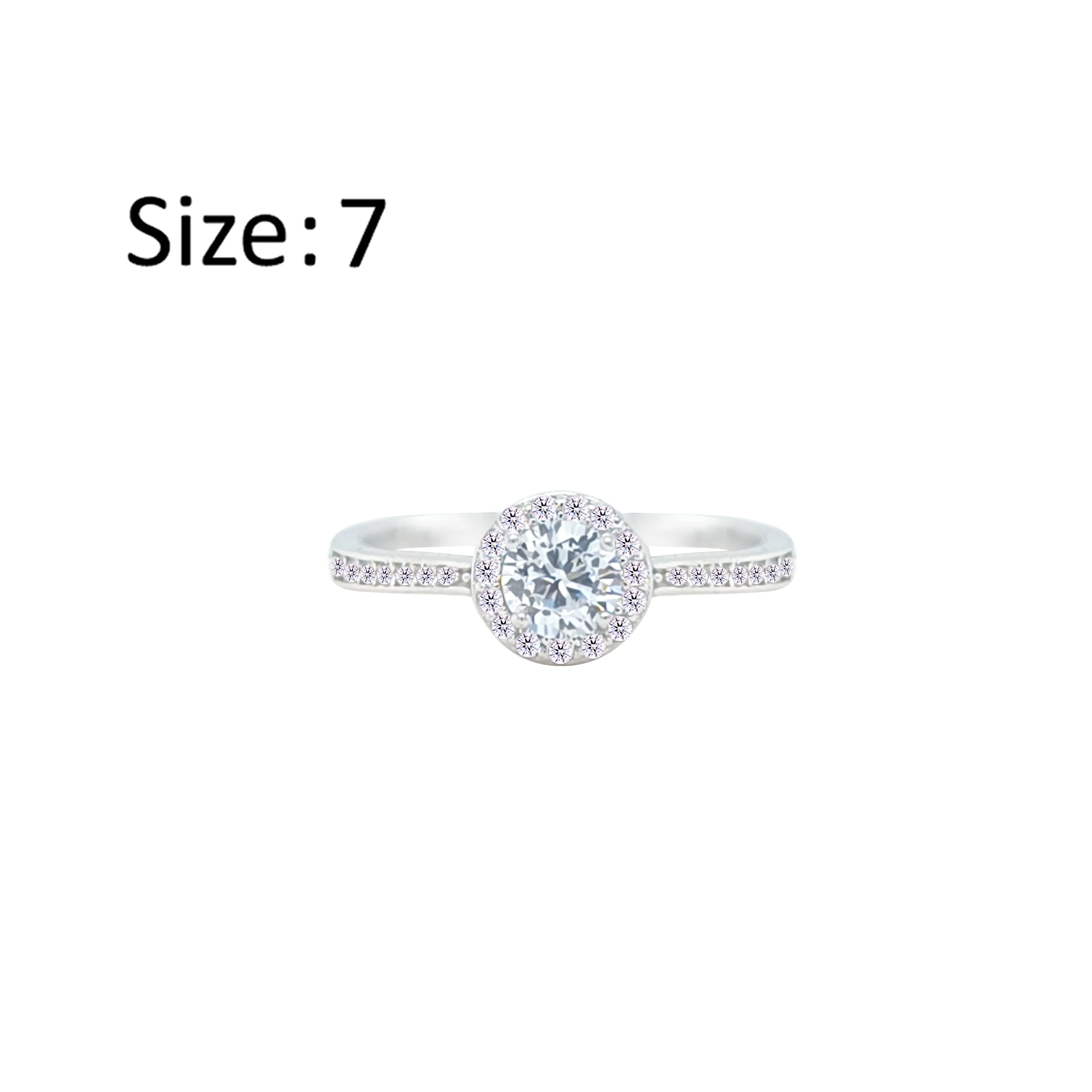 Asfour Crystal Drew ring With Halo Round Zircon Stone In 925 Sterling Silver-RM0118-7