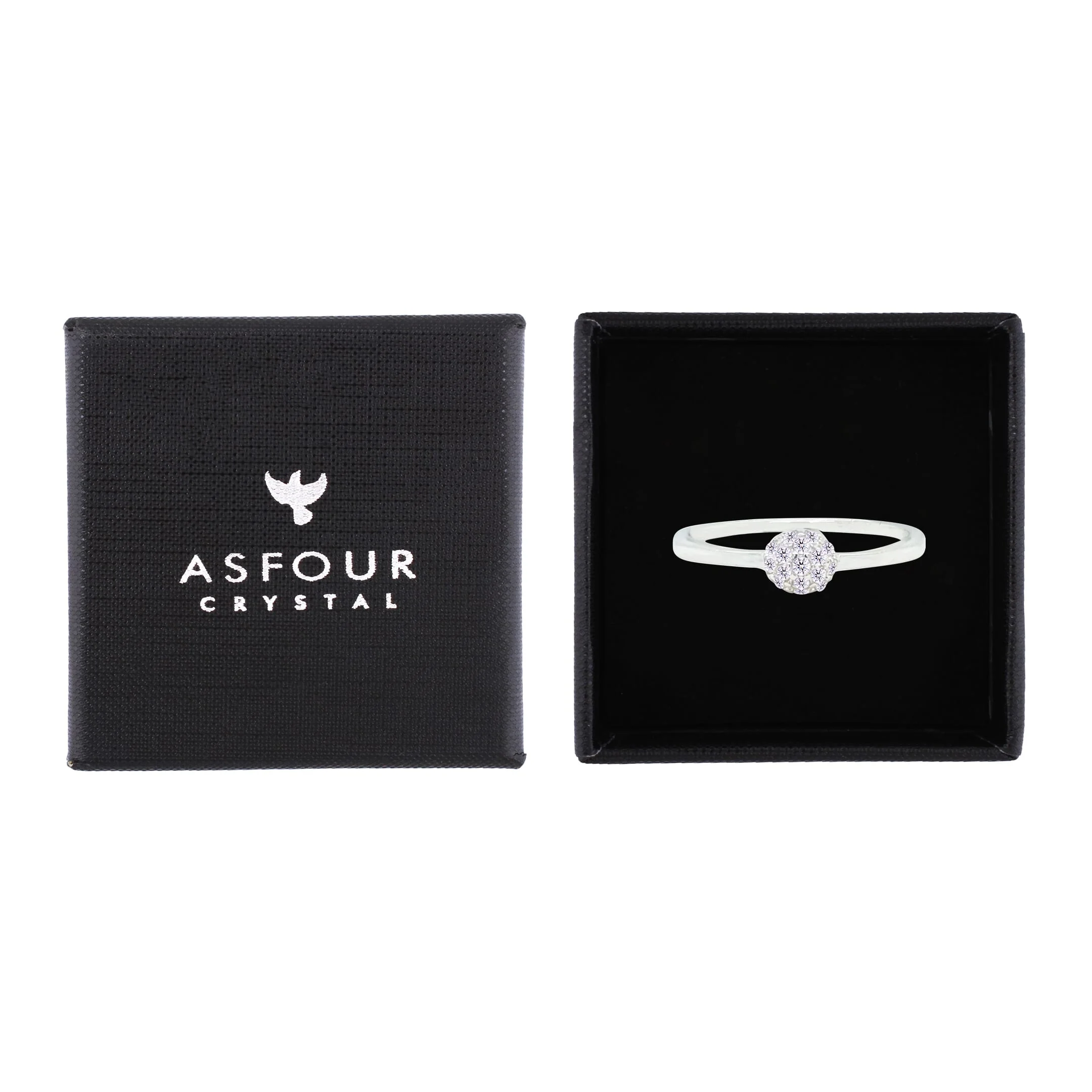 Asfour Crystal Drew Ring With Round Zircon Stones In 925 Sterling Silver-RM0120-8 - Image 2
