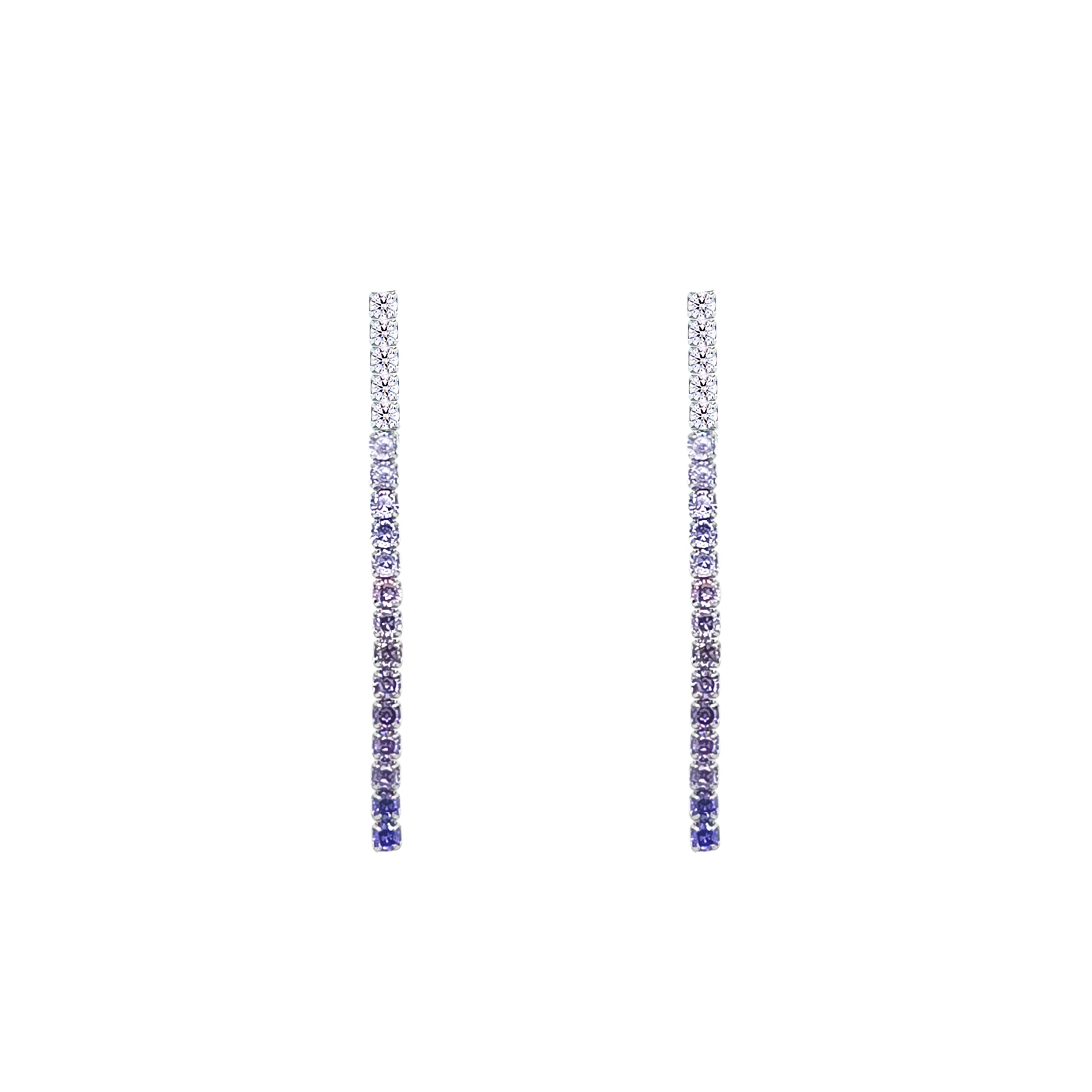 Asfour Crystal Drop Earring With Gradient Tenzanite Zircon Stones In 925 Sterling Silver-EM0143-NXLN