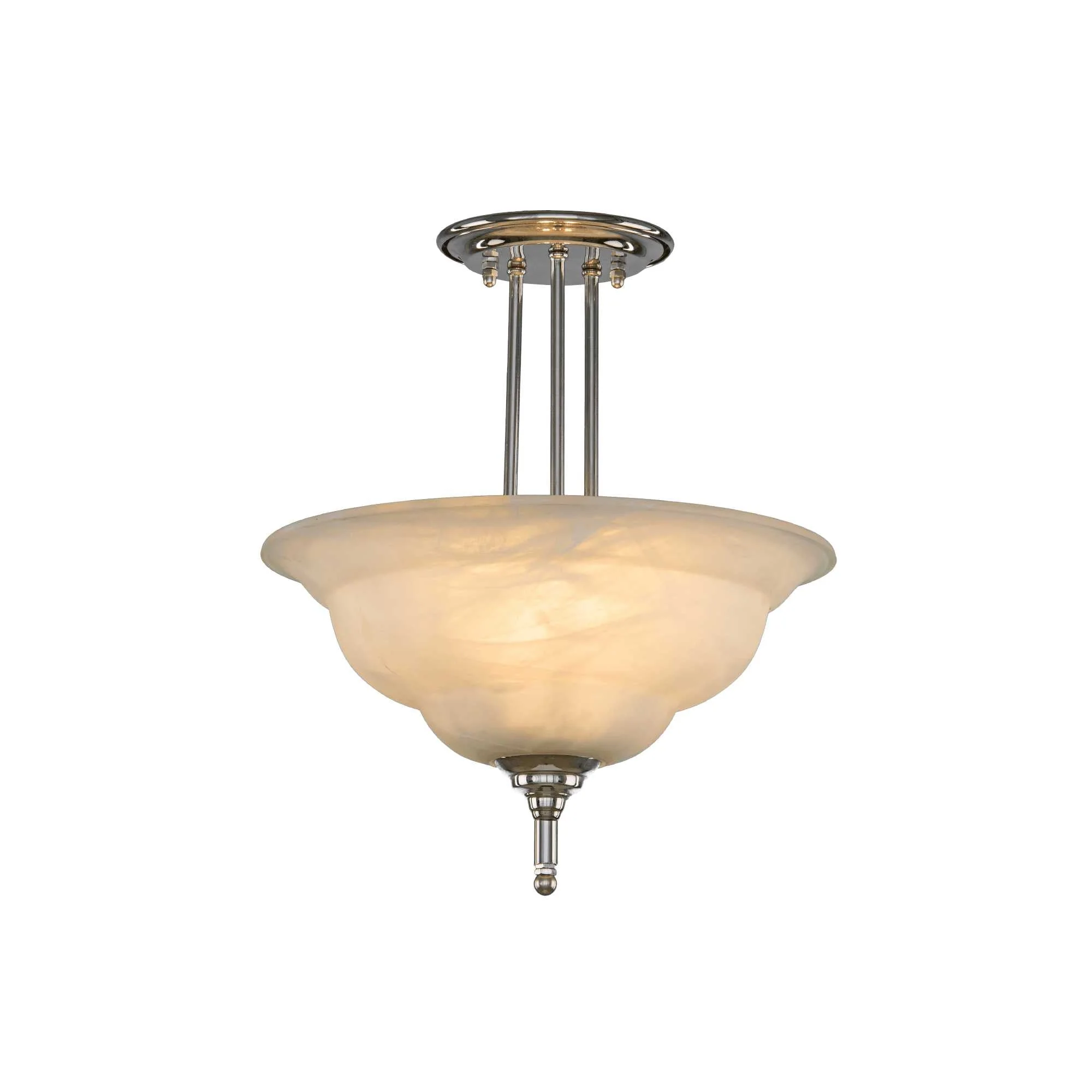 Alabaster Pendant Light - 3 Bulbs - Chrome