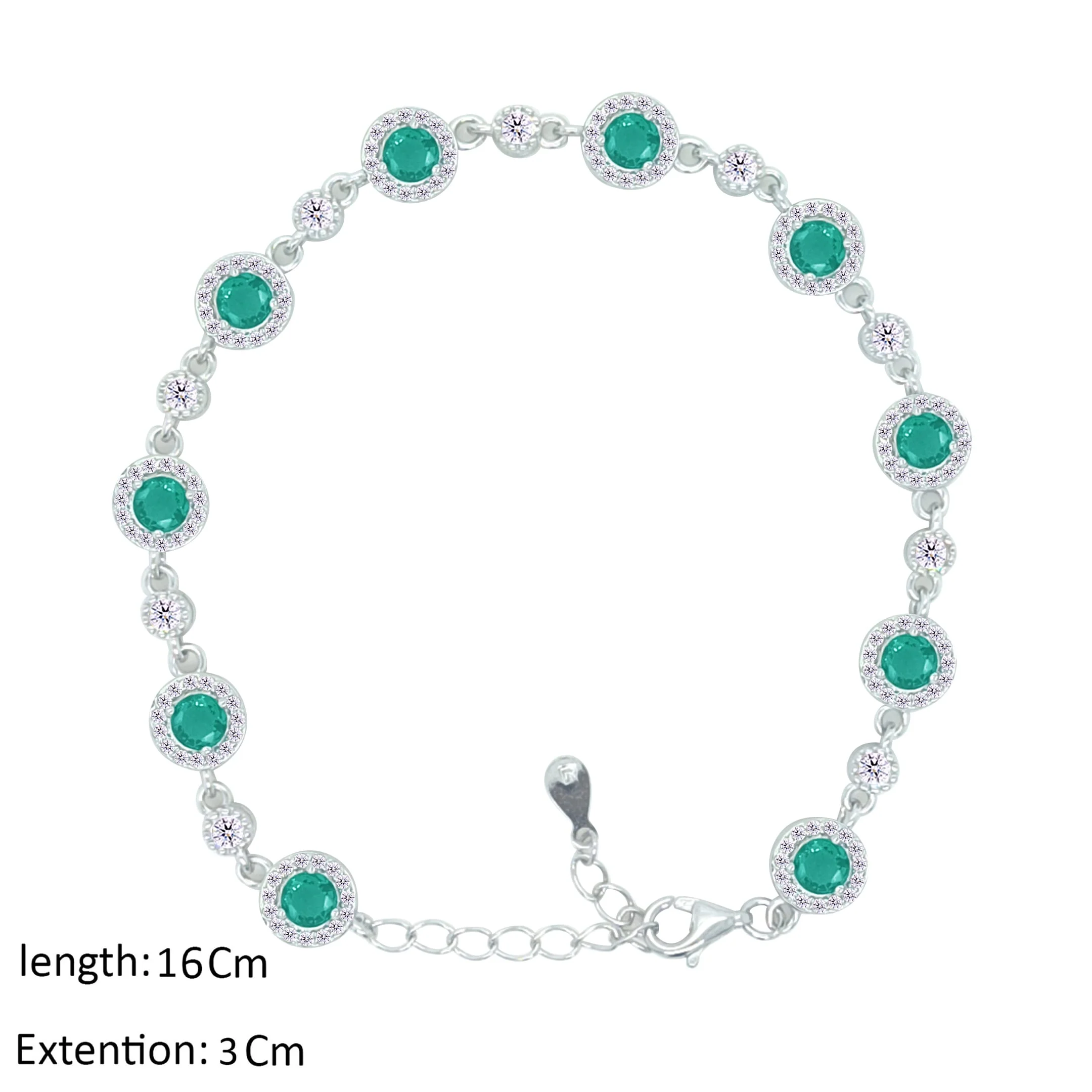 Asfour Crystal Fashion Bracelet With Emerald Round Design In 925 Sterling Silver-BM0102-WG - Image 2