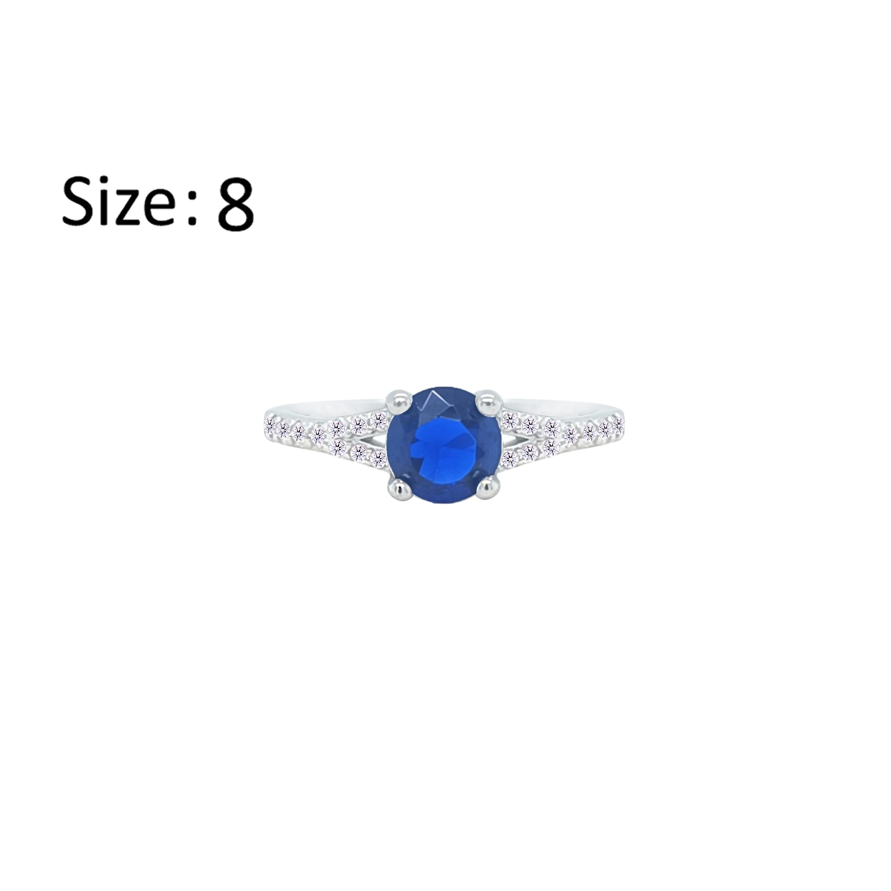 Asfour Crystal Fashion Ring With Blue Round Design In 925 Sterling Silver-RM0143-B-8