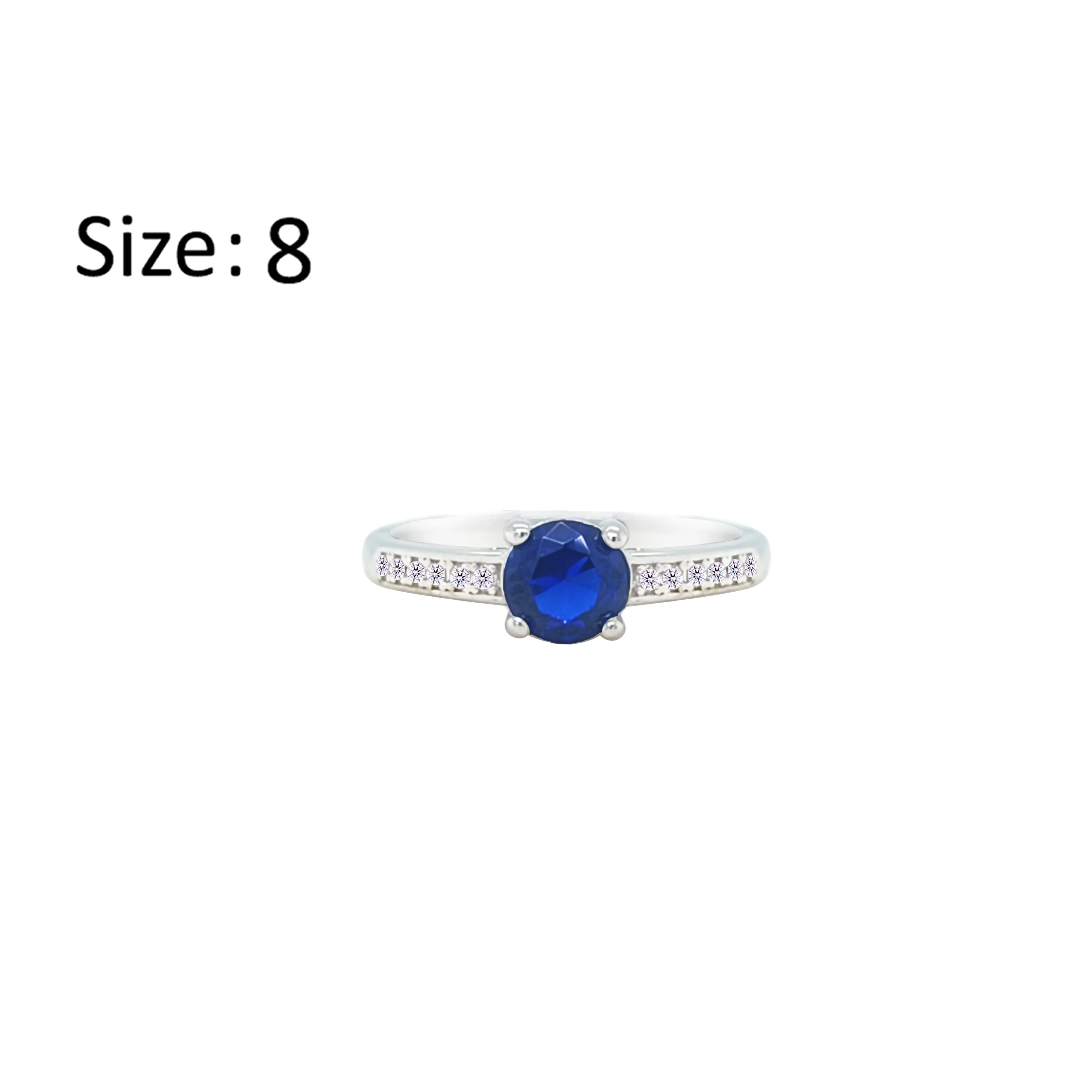 Asfour Crystal Fashion Ring With Blue Round Design In 925 Sterling Silver-RM0144-B-8