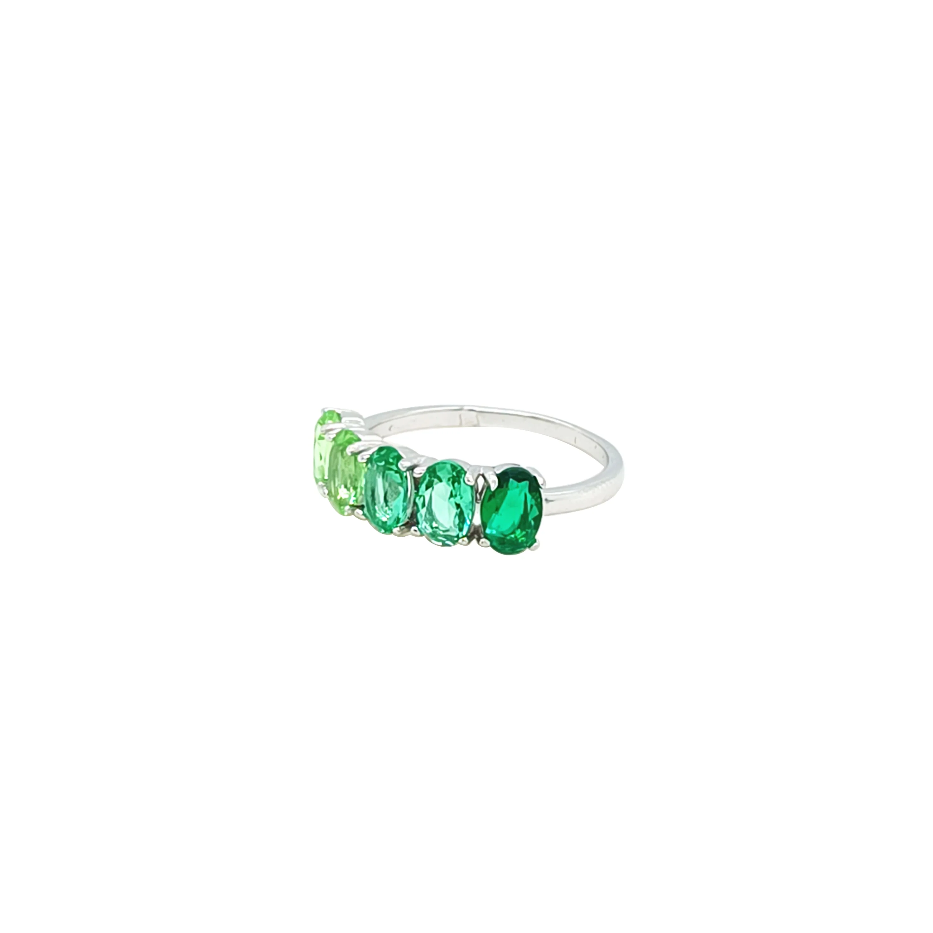 Asfour Crystal Fashion Ring With Gradient Green Emerald Oval Stones In 925 Sterling Silver-RM0167-GXLG-9 - Image 2