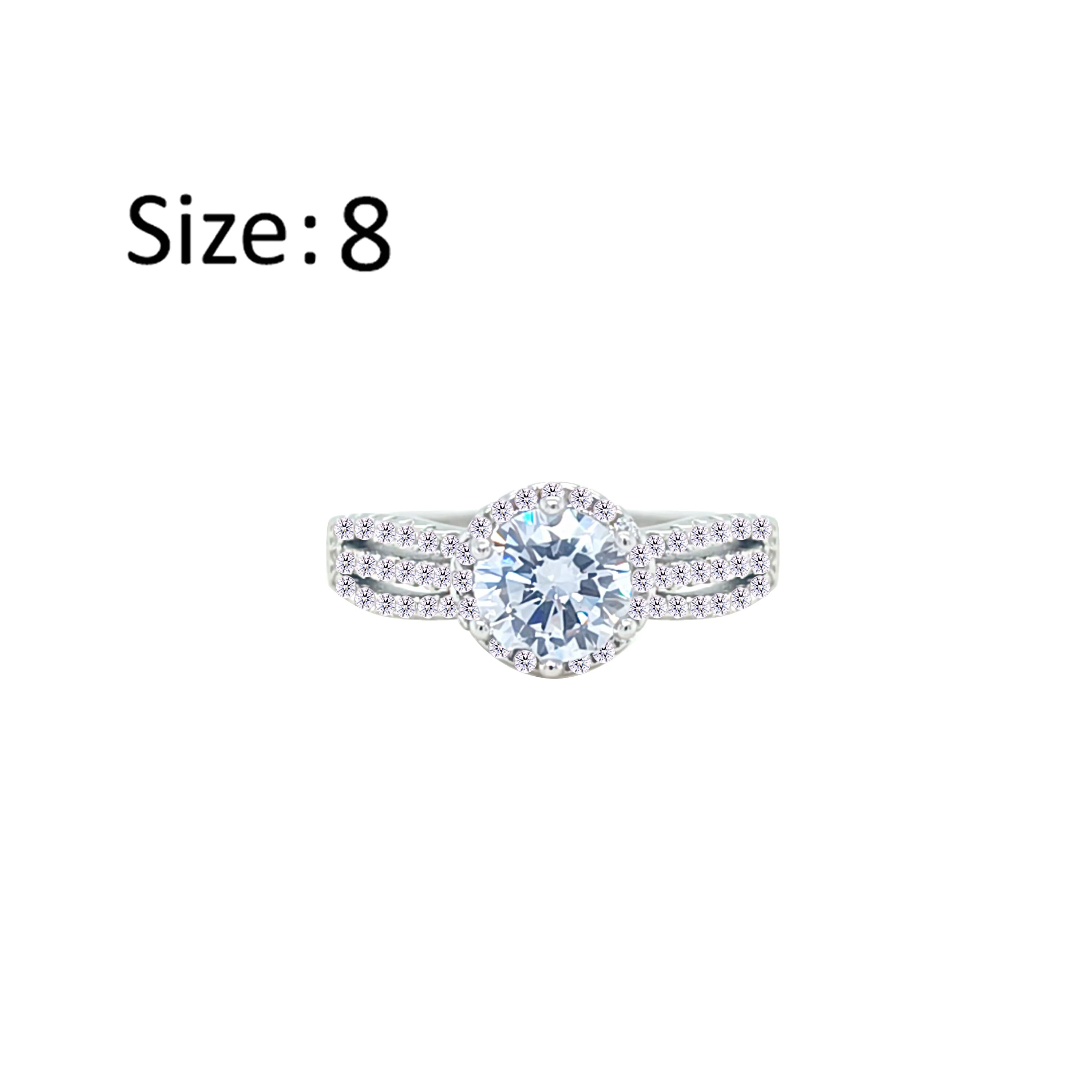 Asfour Crystal Fashion Ring With Round Design Inlaid With Zircon In 925 Sterling Silver-RM0112-8