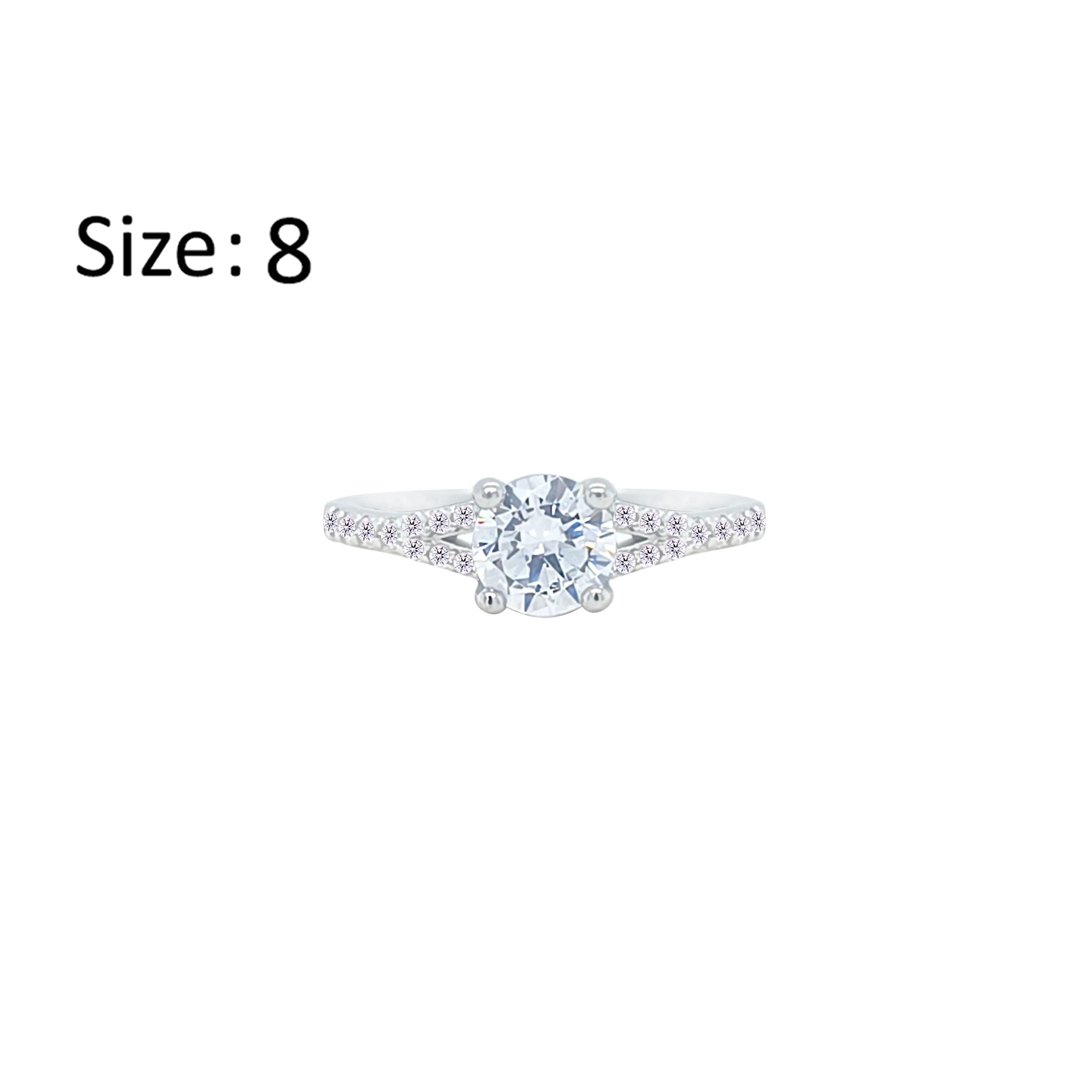 Asfour Crystal Fashion Ring With Round Design Inlaid With Zircon In 925 Sterling Silver-RM0143-8