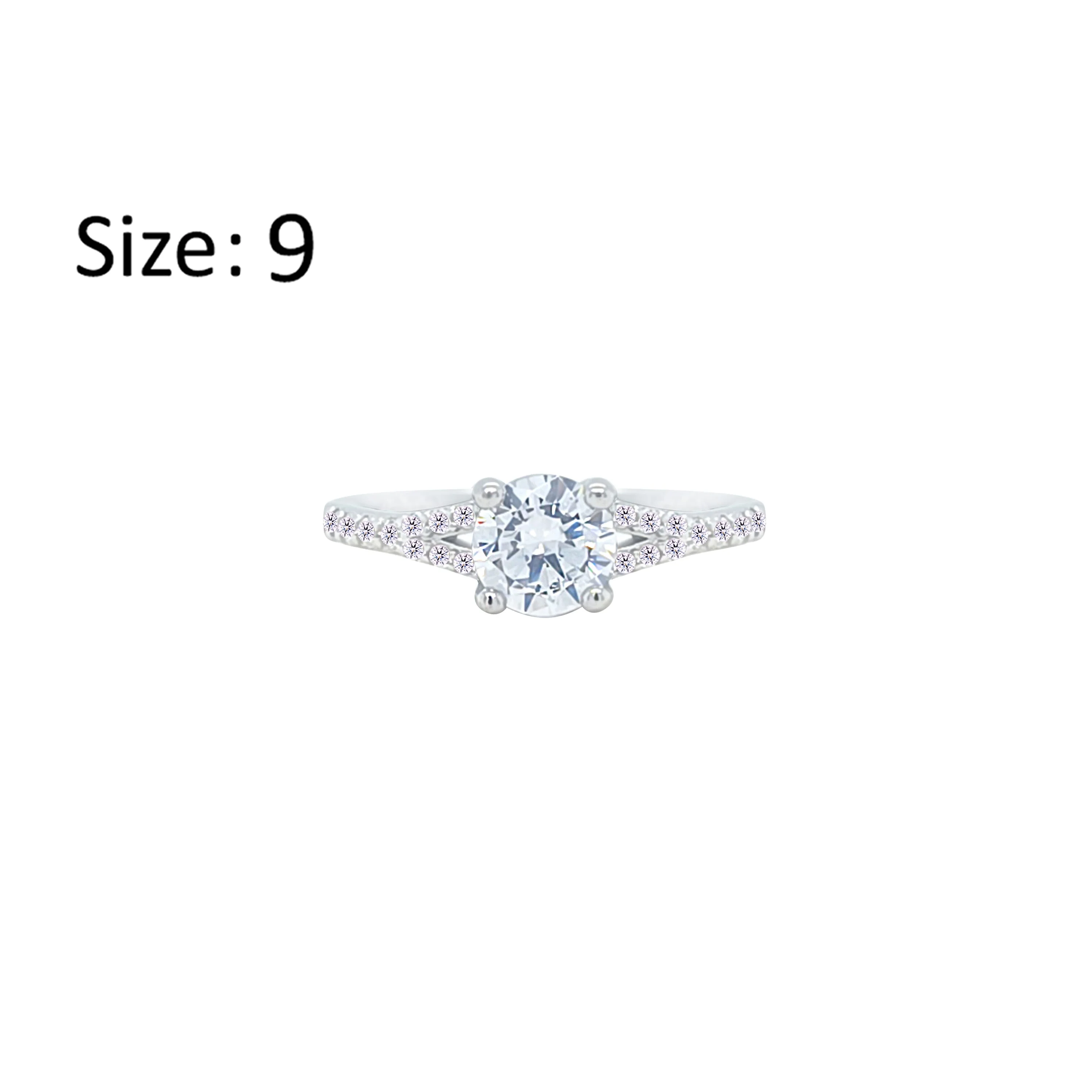 Asfour Crystal Fashion Ring With Round Design Inlaid With Zircon In 925 Sterling Silver-RM0143-9