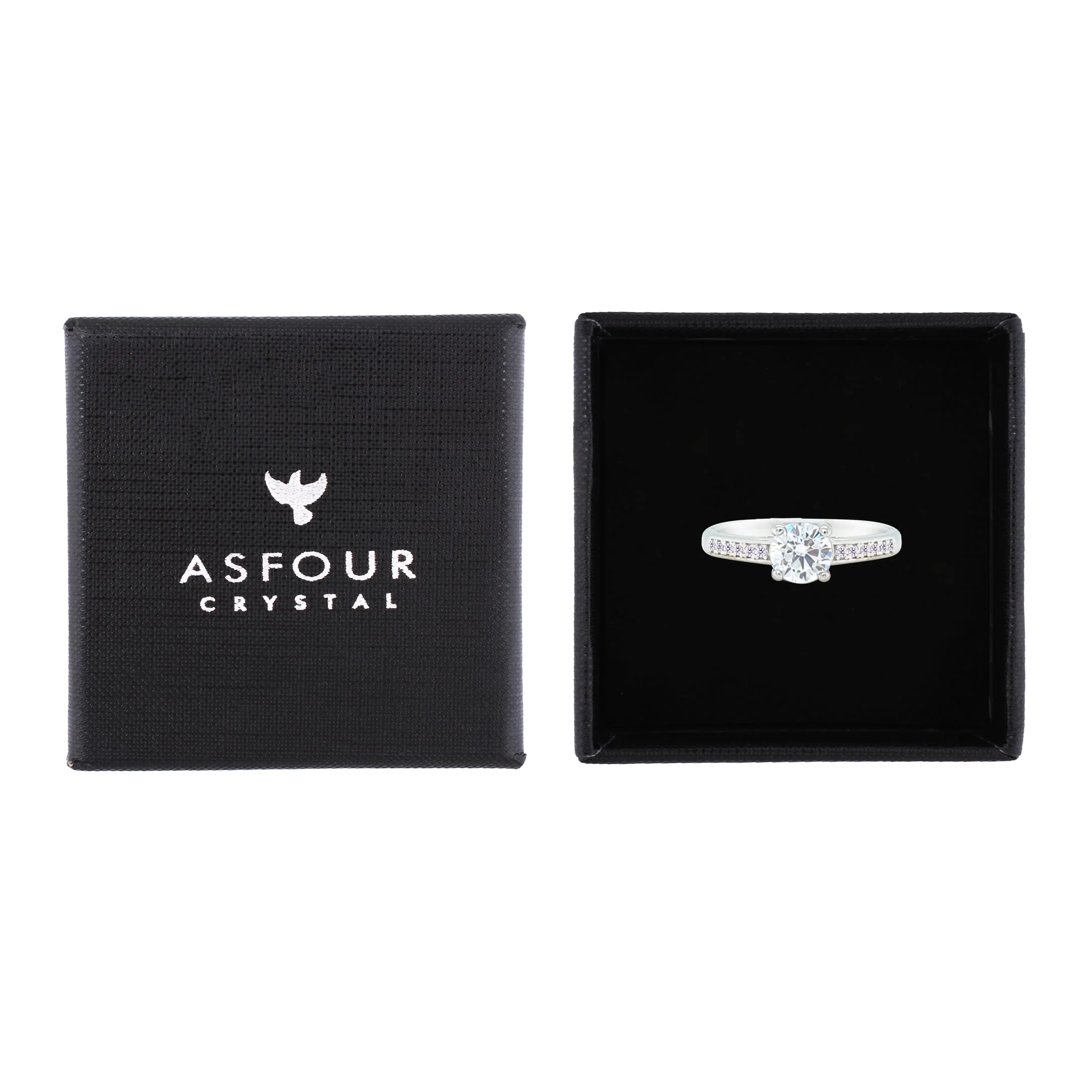 Asfour Crystal Fashion Ring With Round Design Inlaid With Zircon In 925 Sterling Silver-RM0144-9 - Image 2