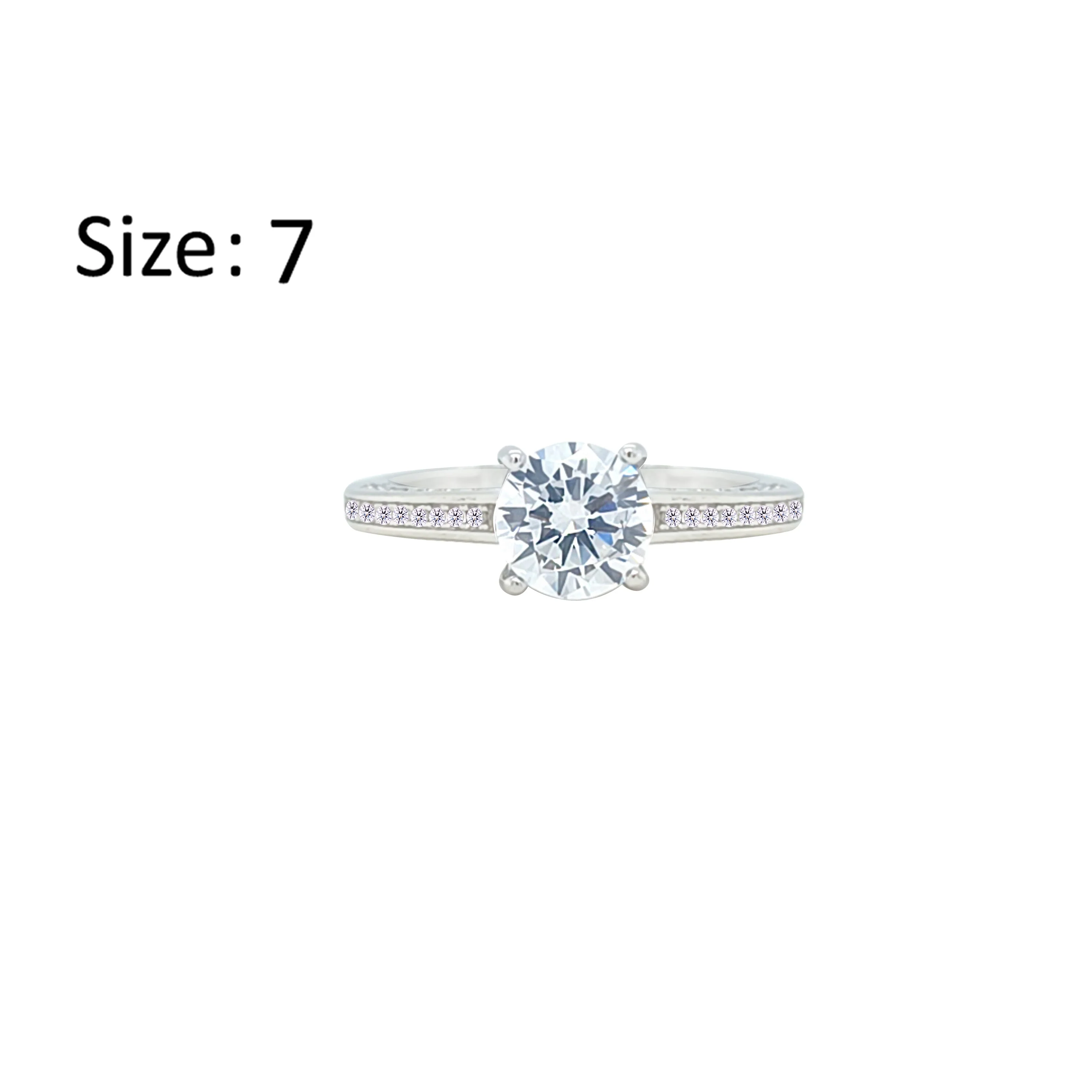 Asfour Crystal Fashion Ring With Round Design Inlaid With Zircon In 925 Sterling Silver-RM0146-7