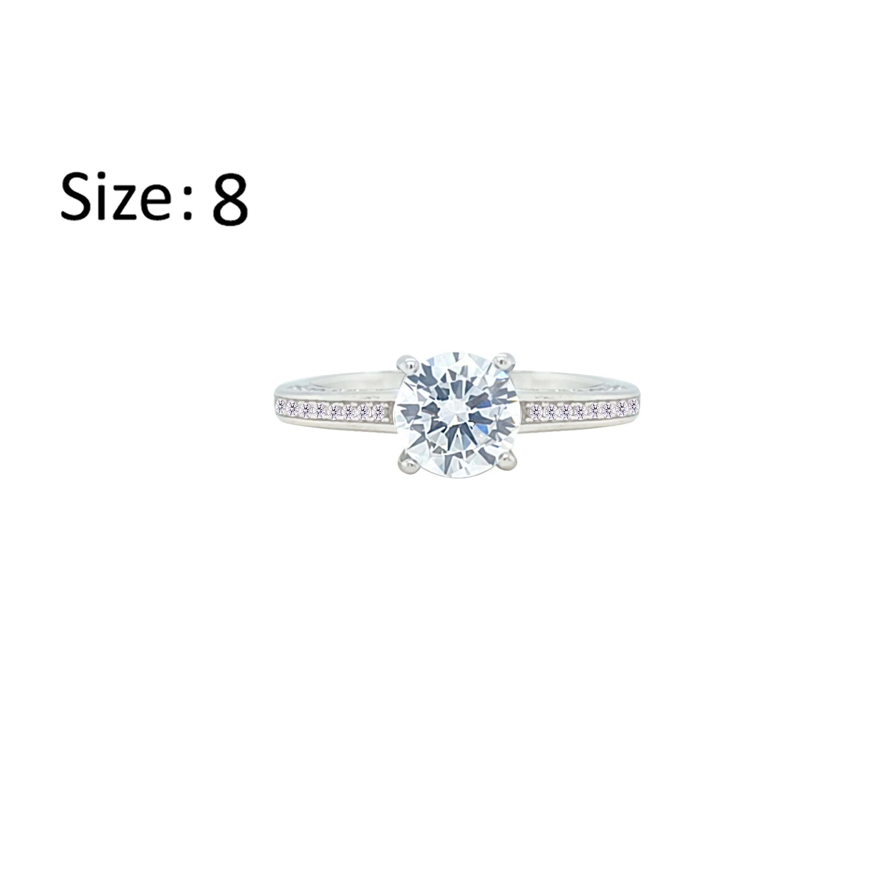 Asfour Crystal Fashion Ring With Round Design Inlaid With Zircon In 925 Sterling Silver-RM0146-8