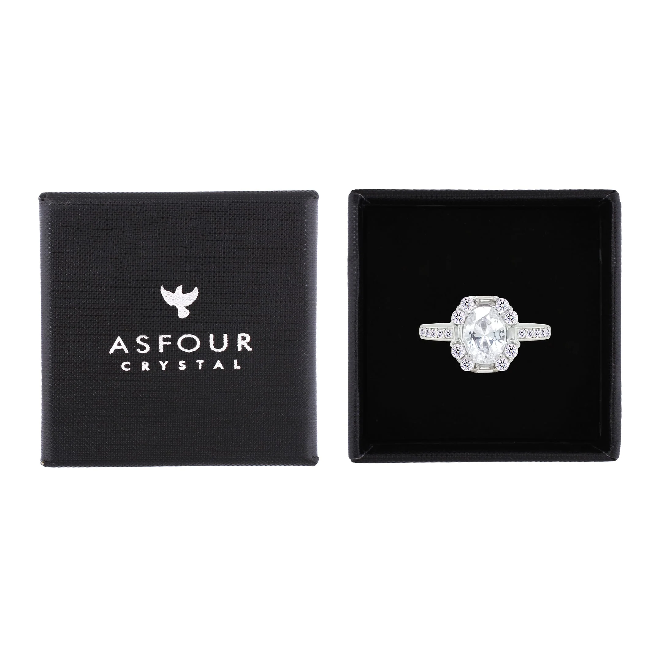 Asfour Crystal Fashion Ring With Zircon Oval Design In 925 Sterling Silver-RM0156-8 - Image 2