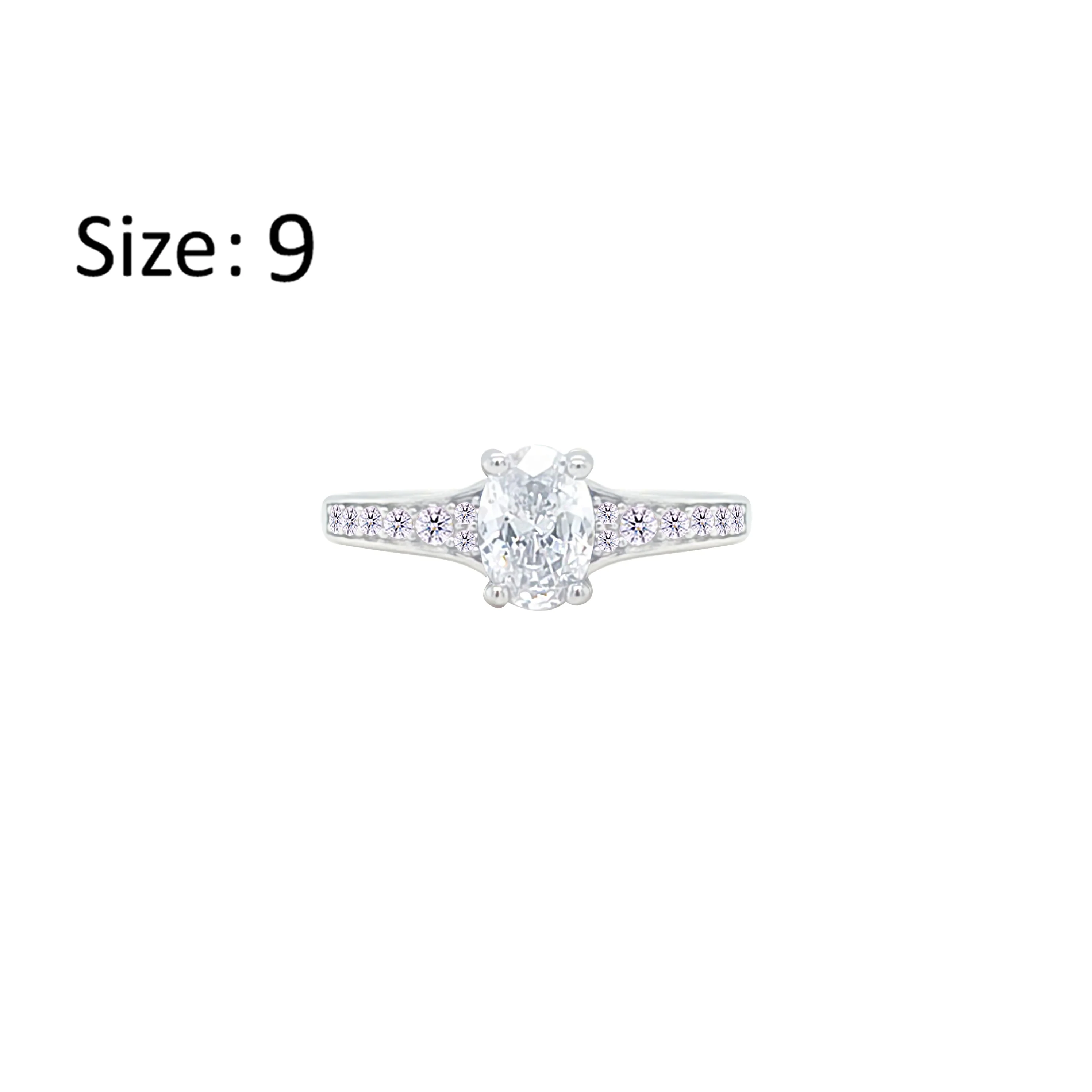 Asfour Crystal Fashion Ring With Zircon Oval Design In 925 Sterling Silver-RM0157-9