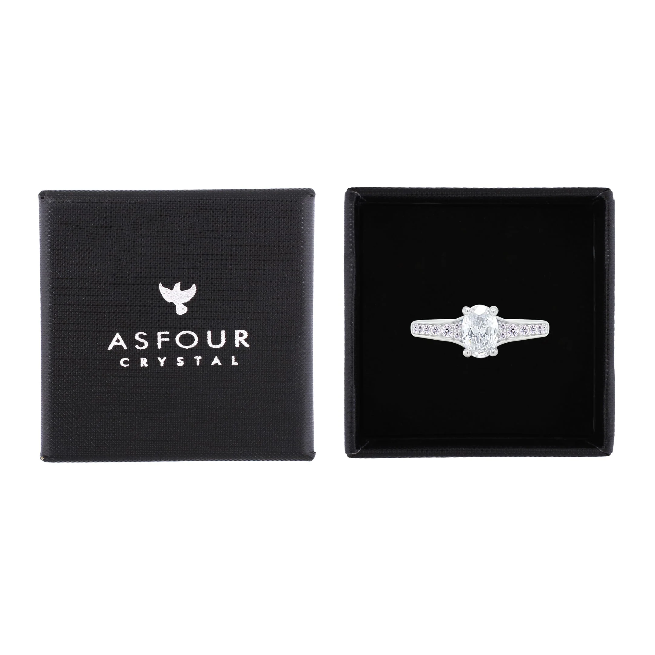 Asfour Crystal Fashion Ring With Zircon Oval Design In 925 Sterling Silver-RM0157-9 - Image 2