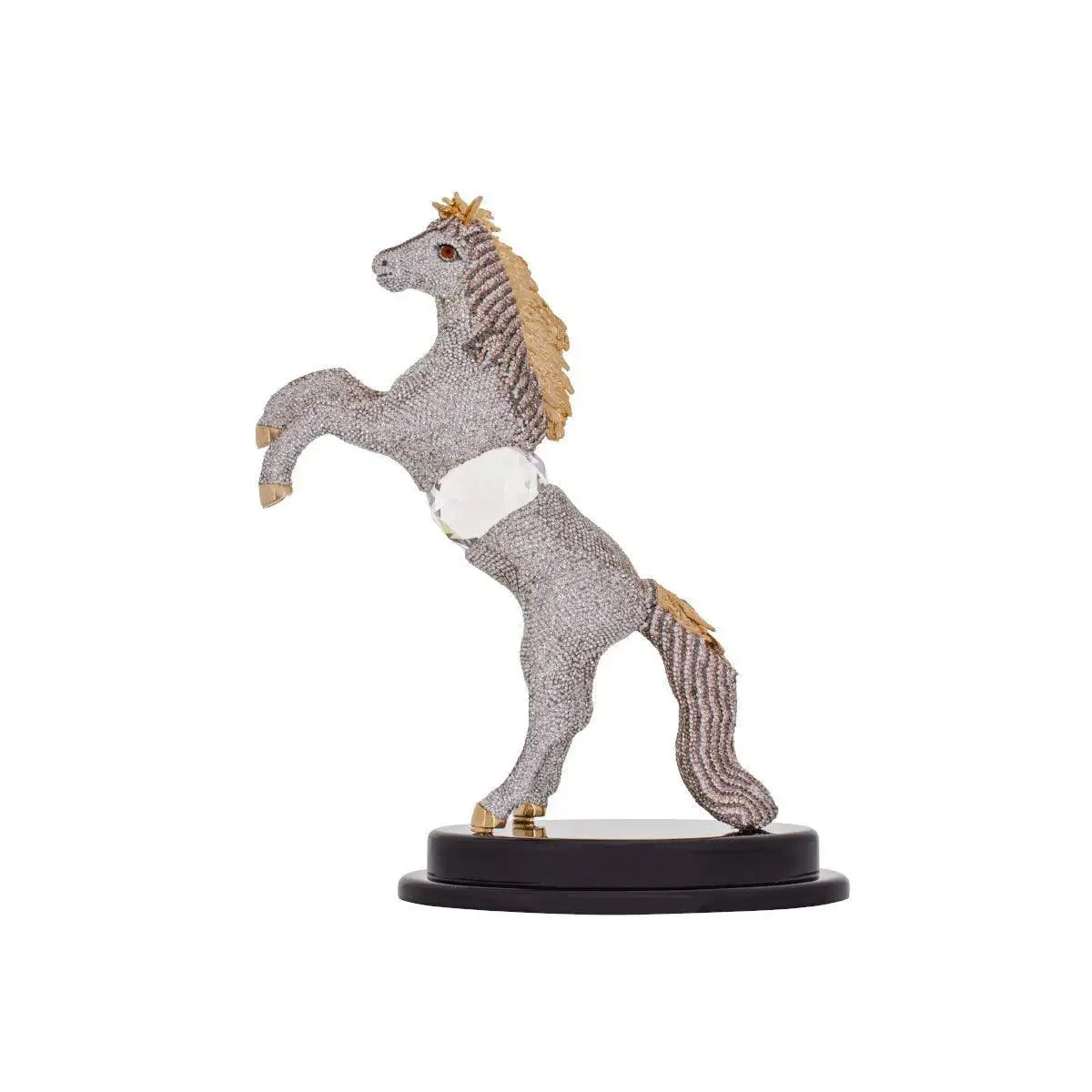 Horse Inlaid With Colored Crystal Lobes - Silver