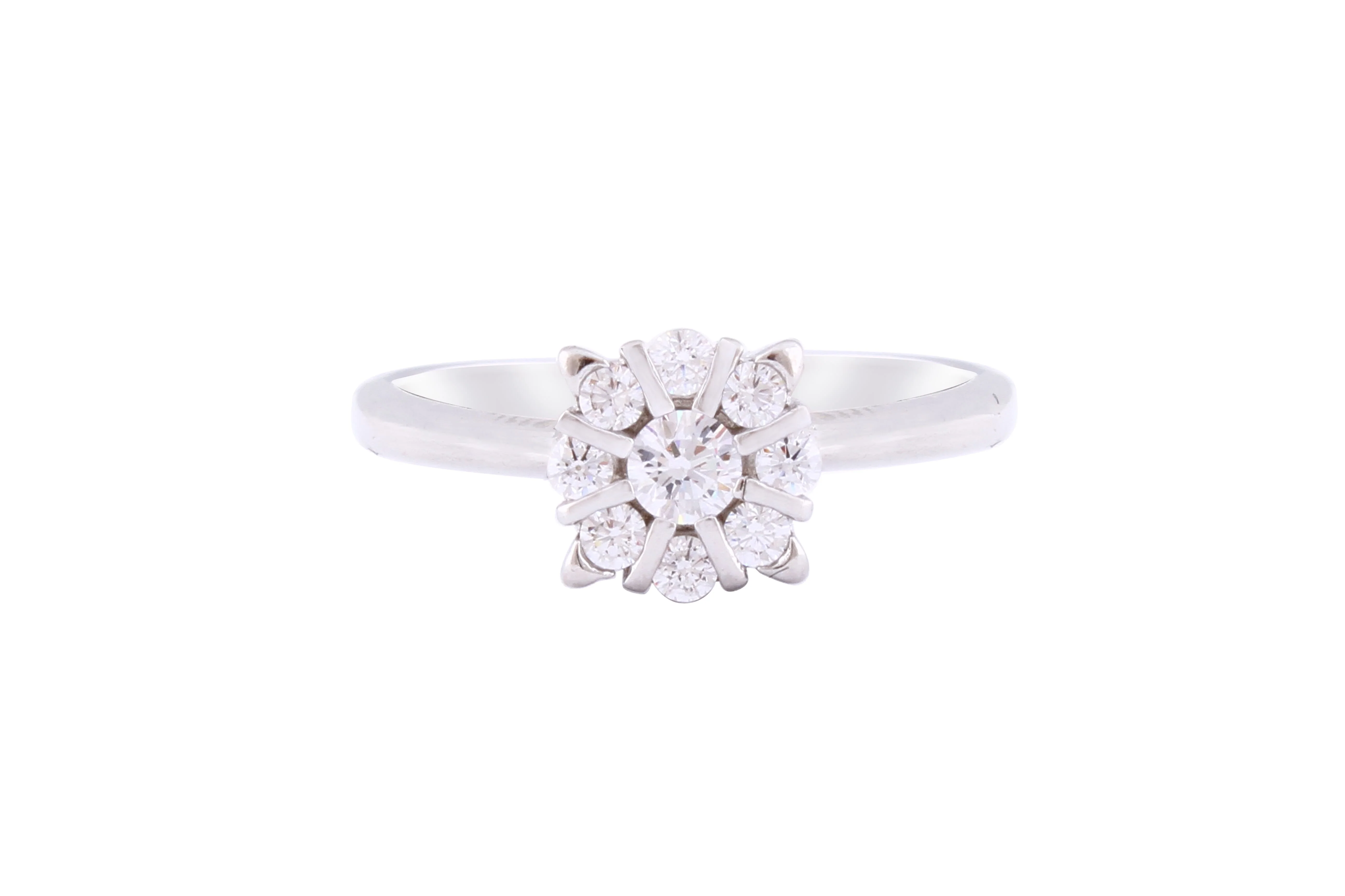 Asfour Crystal Halo Floral Ring Inlaid With Round Zircon Stones In 925 Sterling Silver RM0017-9