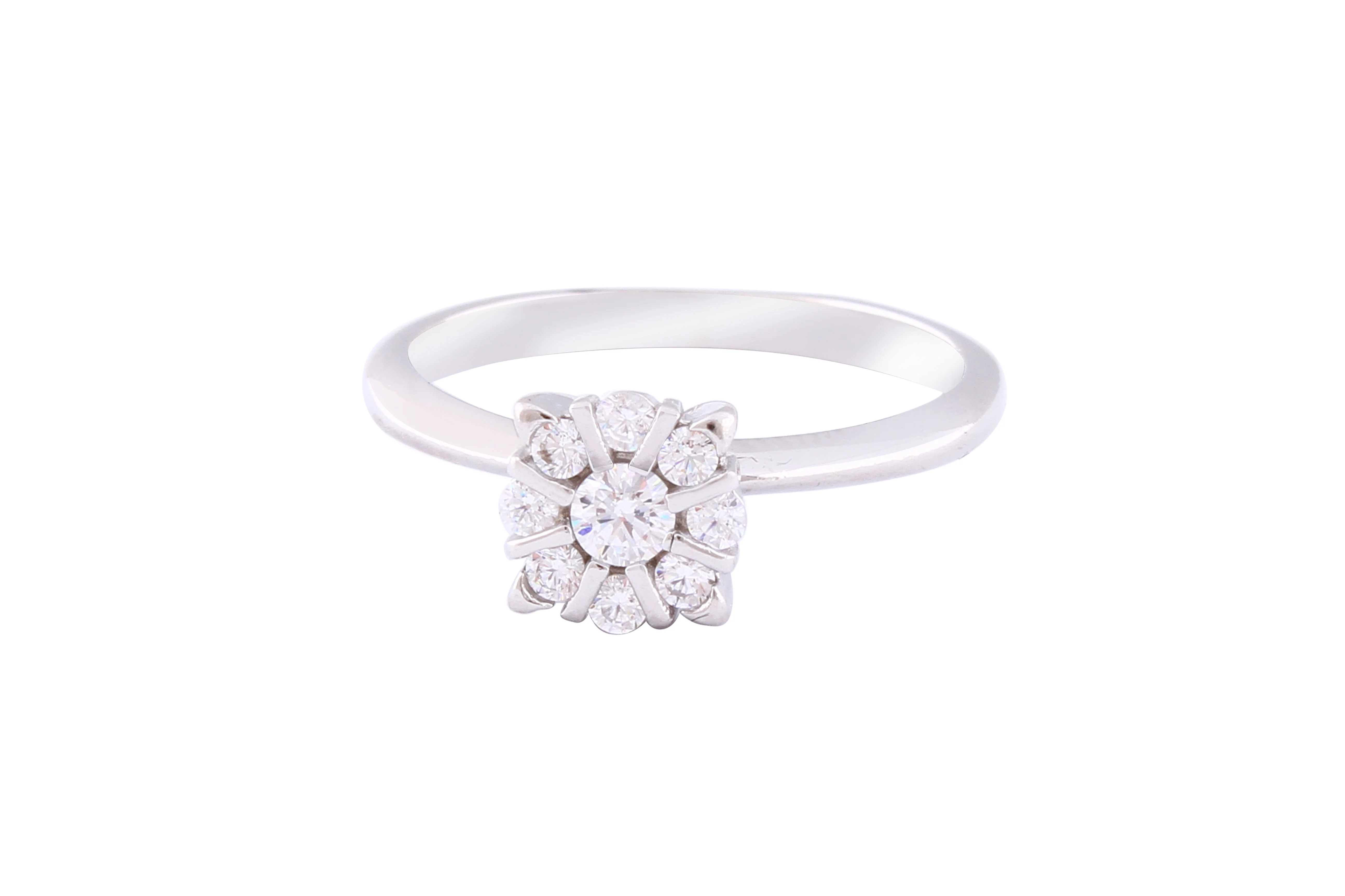 Asfour Crystal Halo Floral Ring Inlaid With Round Zircon Stones In 925 Sterling Silver RM0017-9 - Image 2