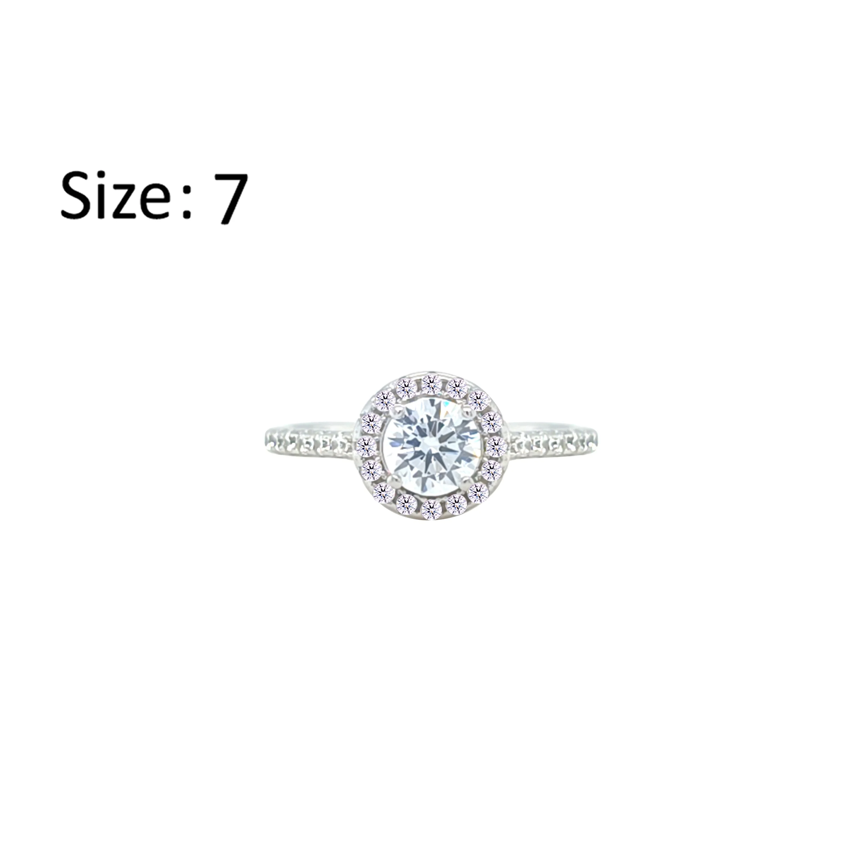 Asfour Crystal Halo Ring With Round Design In 925 Sterling Silver-RM0140-7