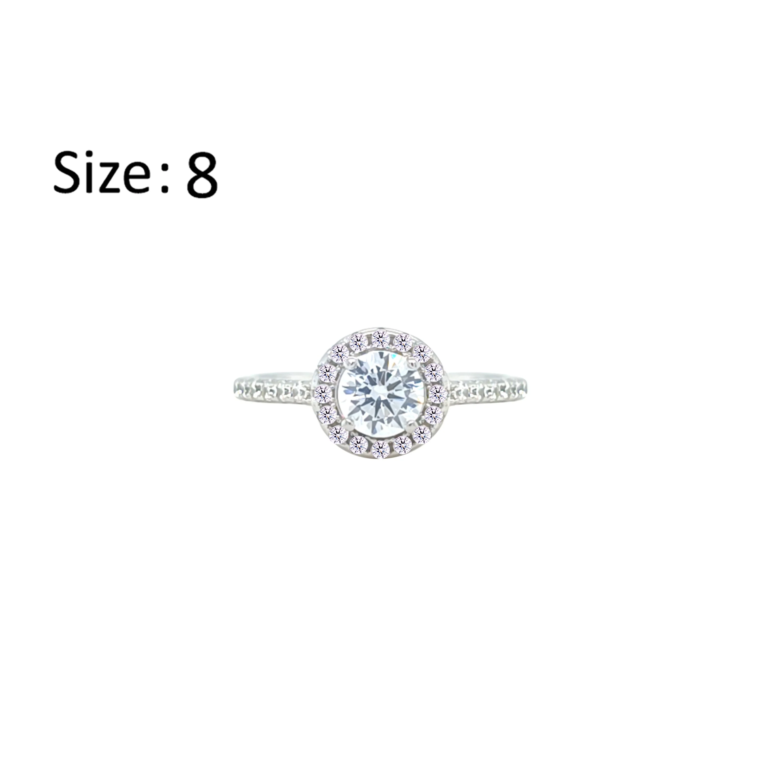 Asfour Crystal Halo Ring With Round Design In 925 Sterling Silver-RM0140-8
