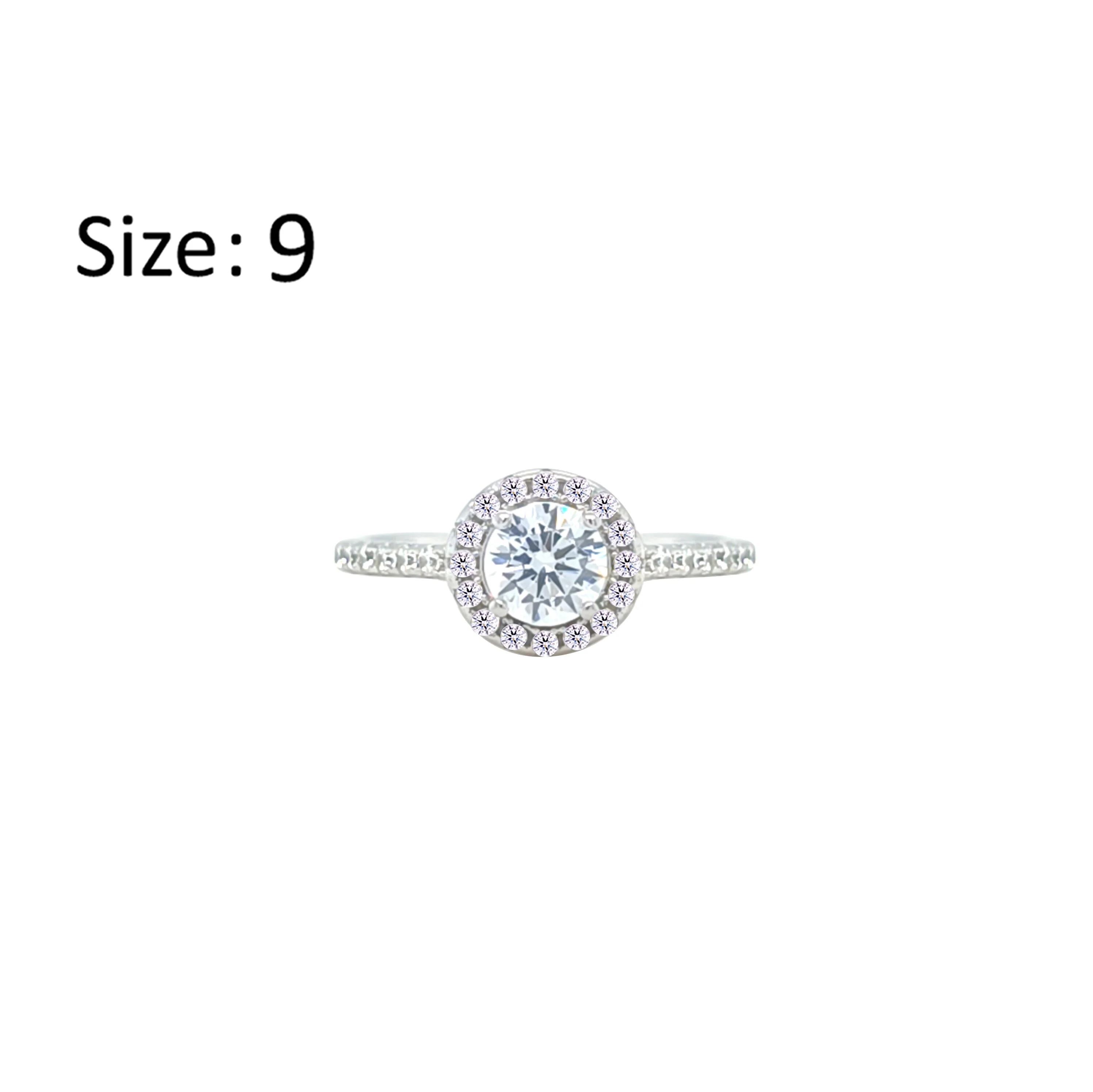 Asfour Crystal Halo Ring With Round Design In 925 Sterling Silver-RM0140-9