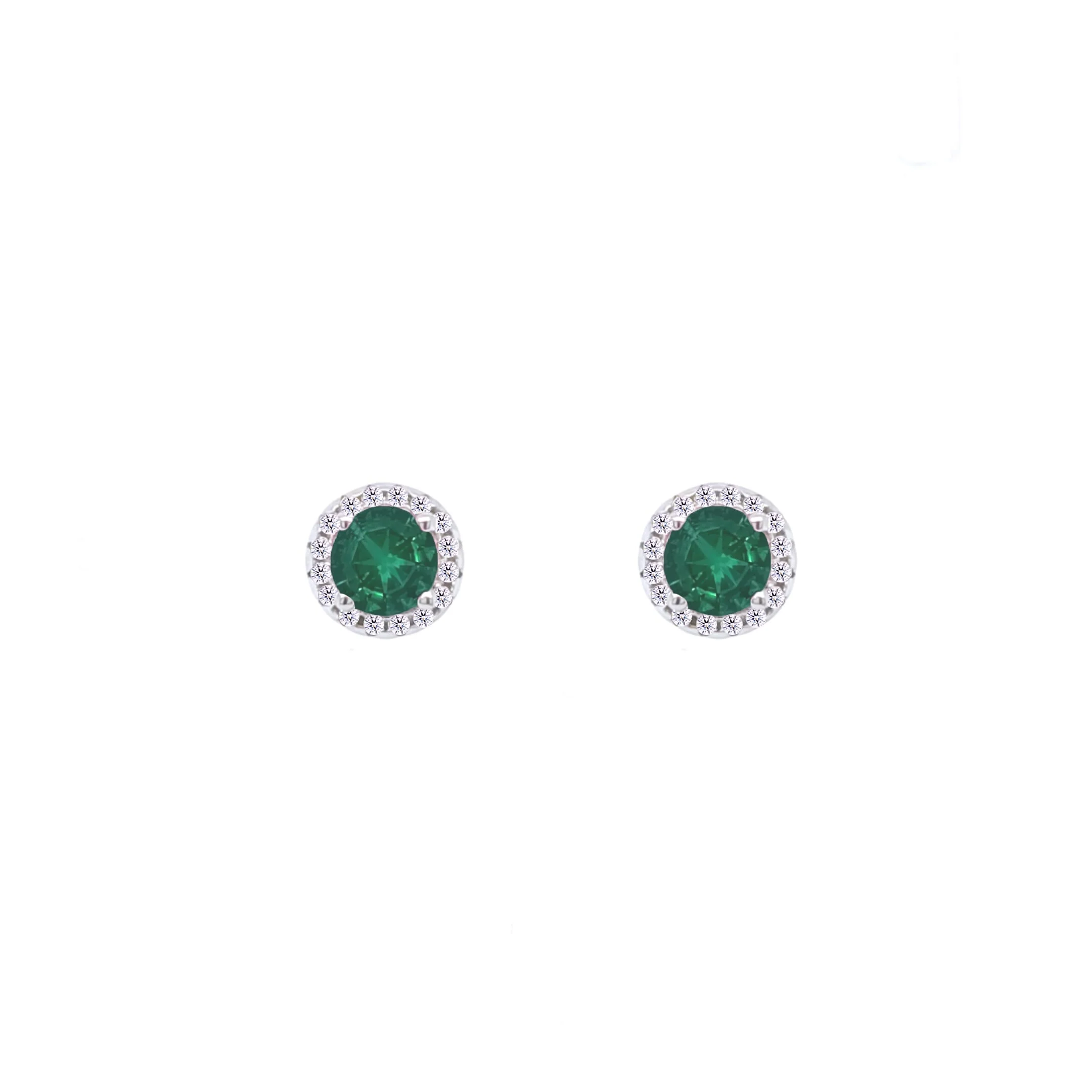 Asfour Crystal Jewelry Set Of Necklace & Earrings With Emerald Round Design In 925 Sterling Silver -SM0020-G - Image 3
