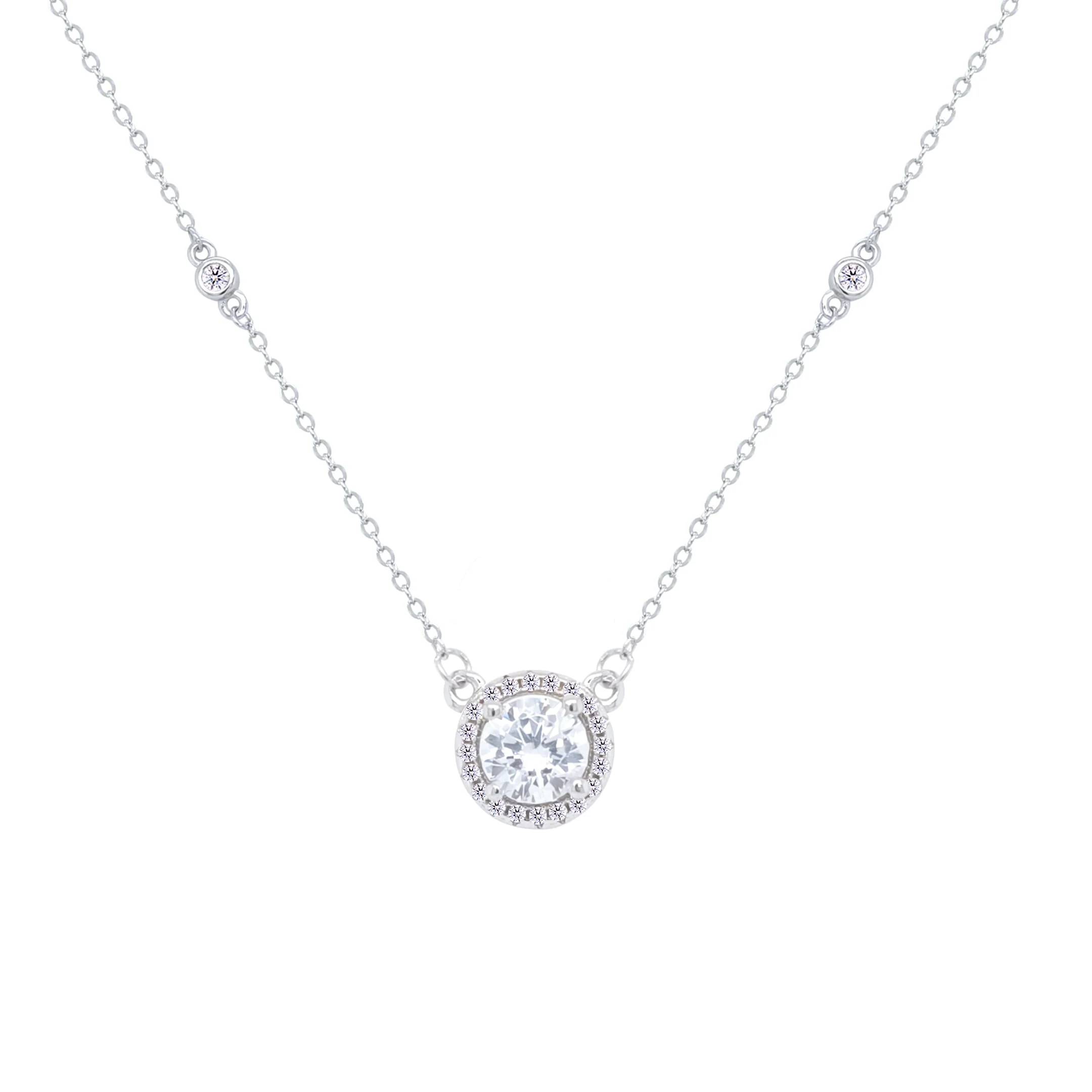 Asfour Crystal Jewelry Set Of Necklace & Earrings With Zircon Round Design In 925 Sterling Silver -SM0020 - Image 2