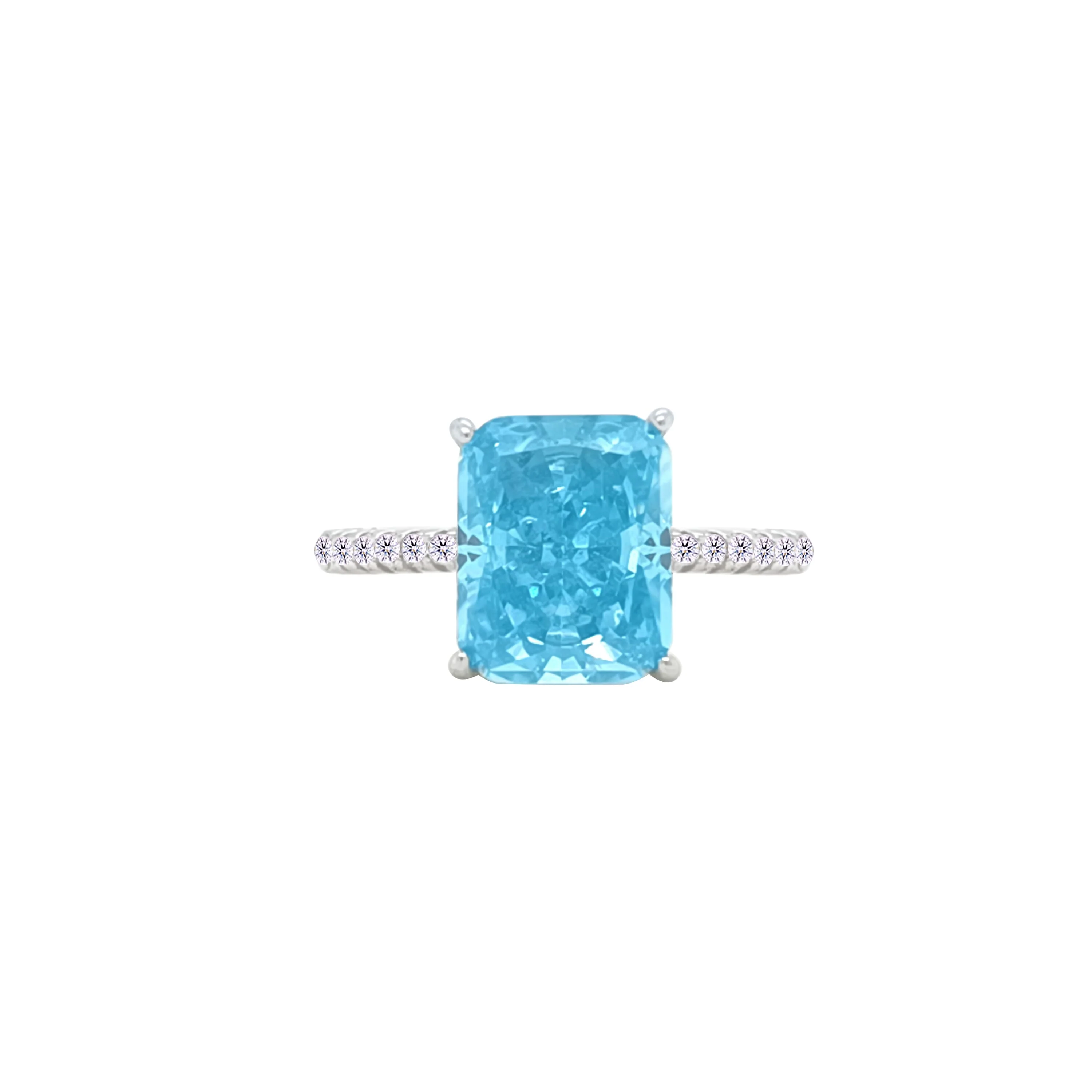 Asfour Crystal Jewelry Set With Aquamarine Emerald Design In 925 Sterling Silver-SD0131-M-9 - Image 4